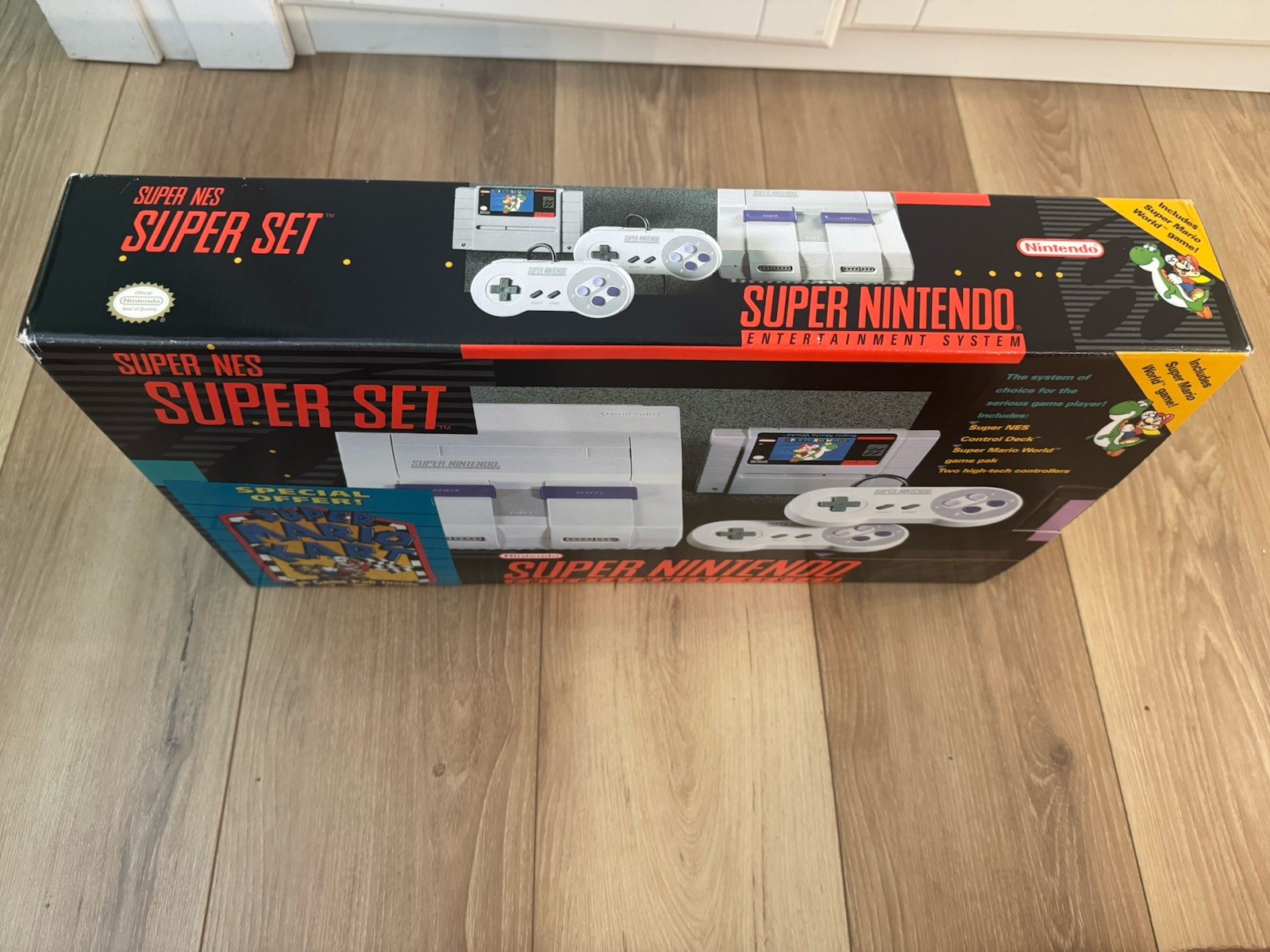 SNES SUPER NINTENDO SUPER MARIO KART CONSOLE SET CIB *Excellent Condition*