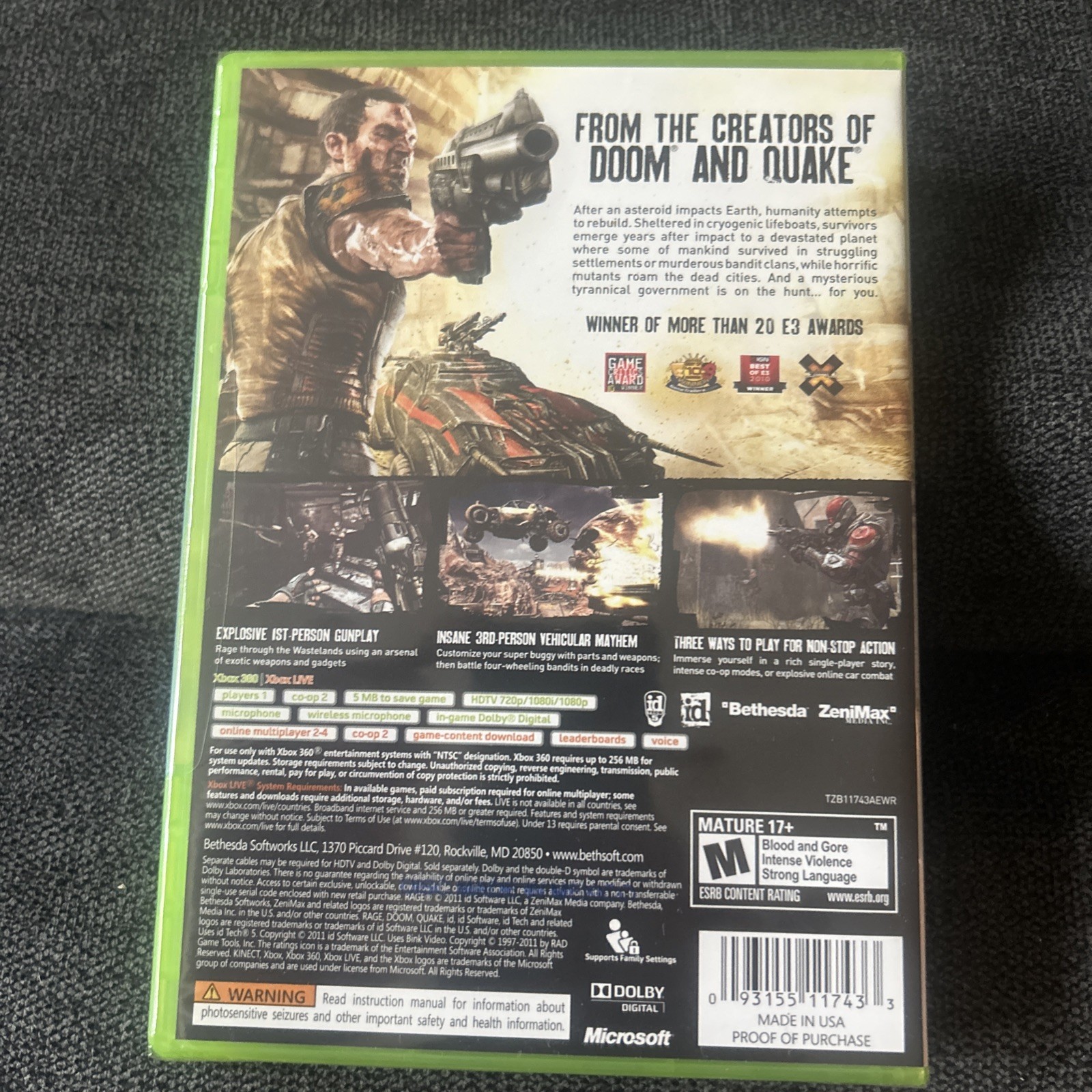 RAGE ANARCHY EDITION First Print w/ Slip Cover Xbox 360, 2011 RARE Sealed New