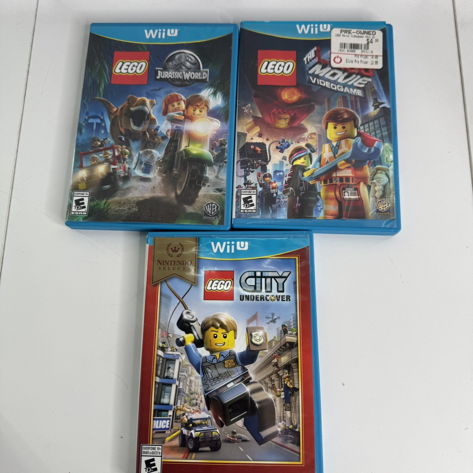 Lot of 3 Nintendo WiiU Wii U Lego Jurassic world, Lego movie, City undercover