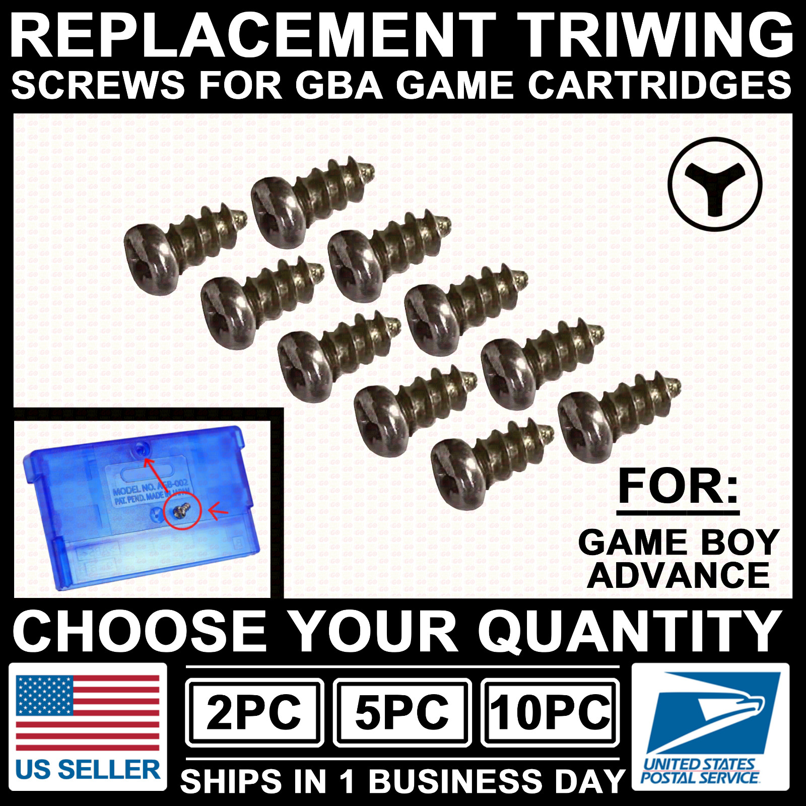 Tri-Wing Screws for Nintendo Game Boy Advance/GBA Game-Cartridge Shell Housing
