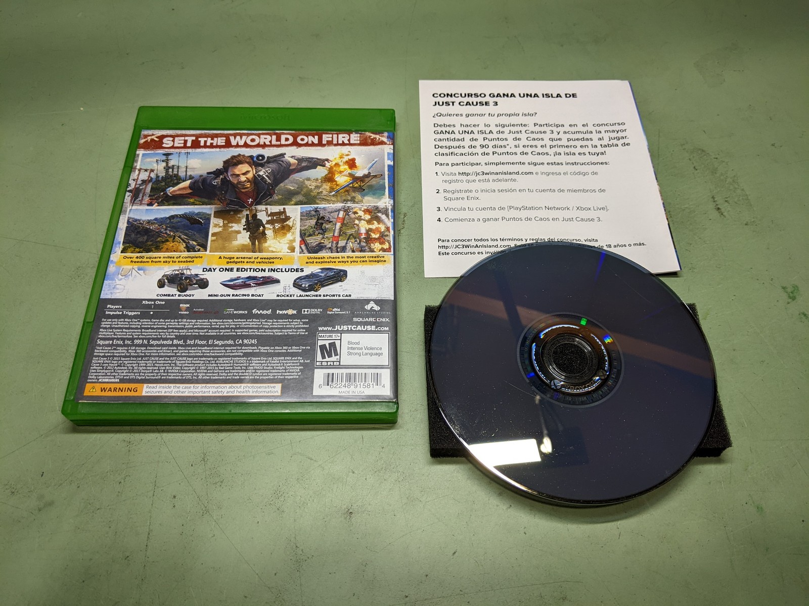 Just Cause 3 [Day One Steel Book] Microsoft XBoxOne Complete in Box