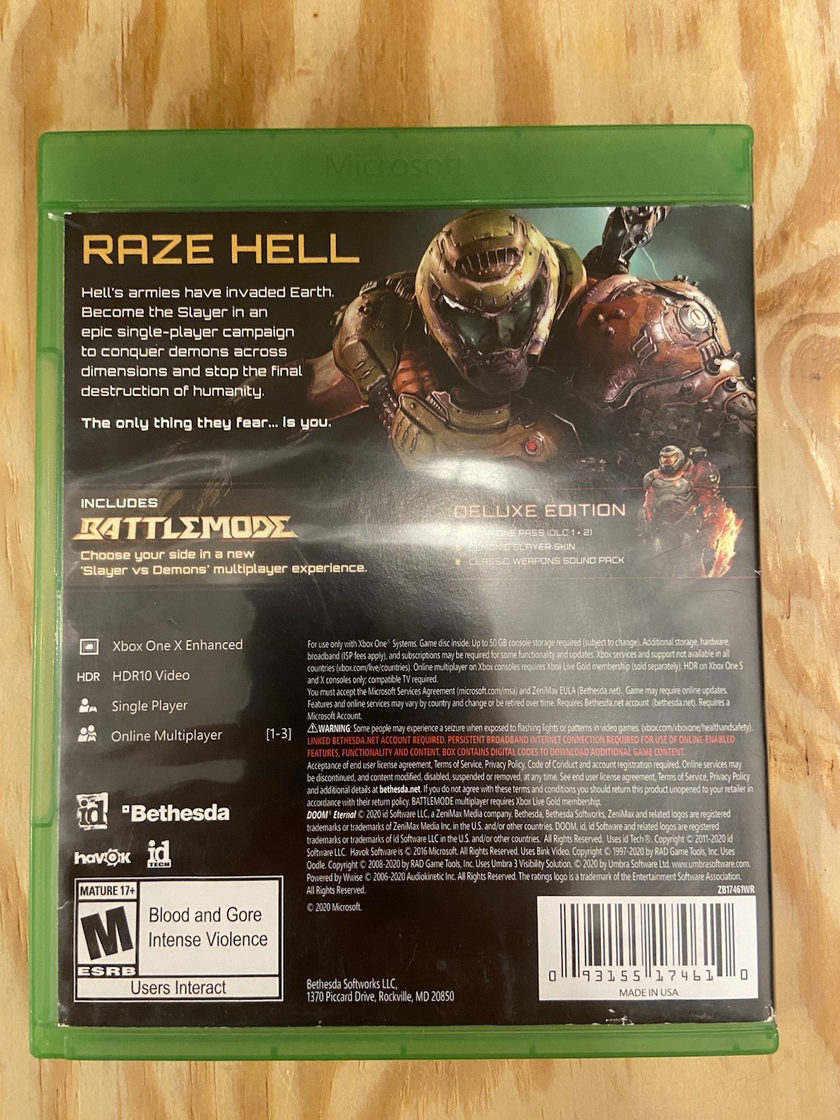 Doom Eternal-Xbox One/X/Series X-Deluxe Edition-CIB-TESTED & WORKING