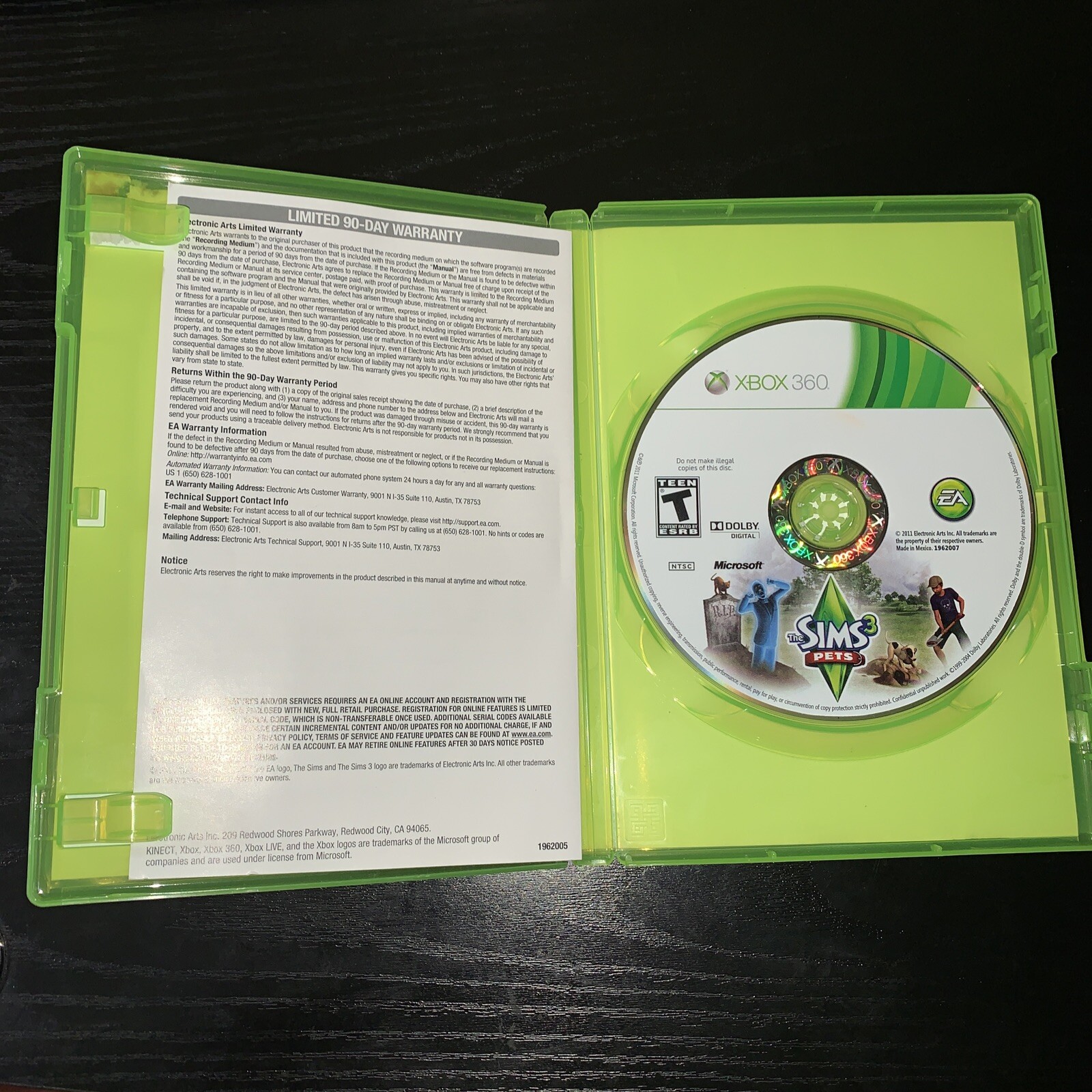 The Sims 3 Pets Microsoft Xbox 360, 2011, Case and Game Better With Kinect Voice