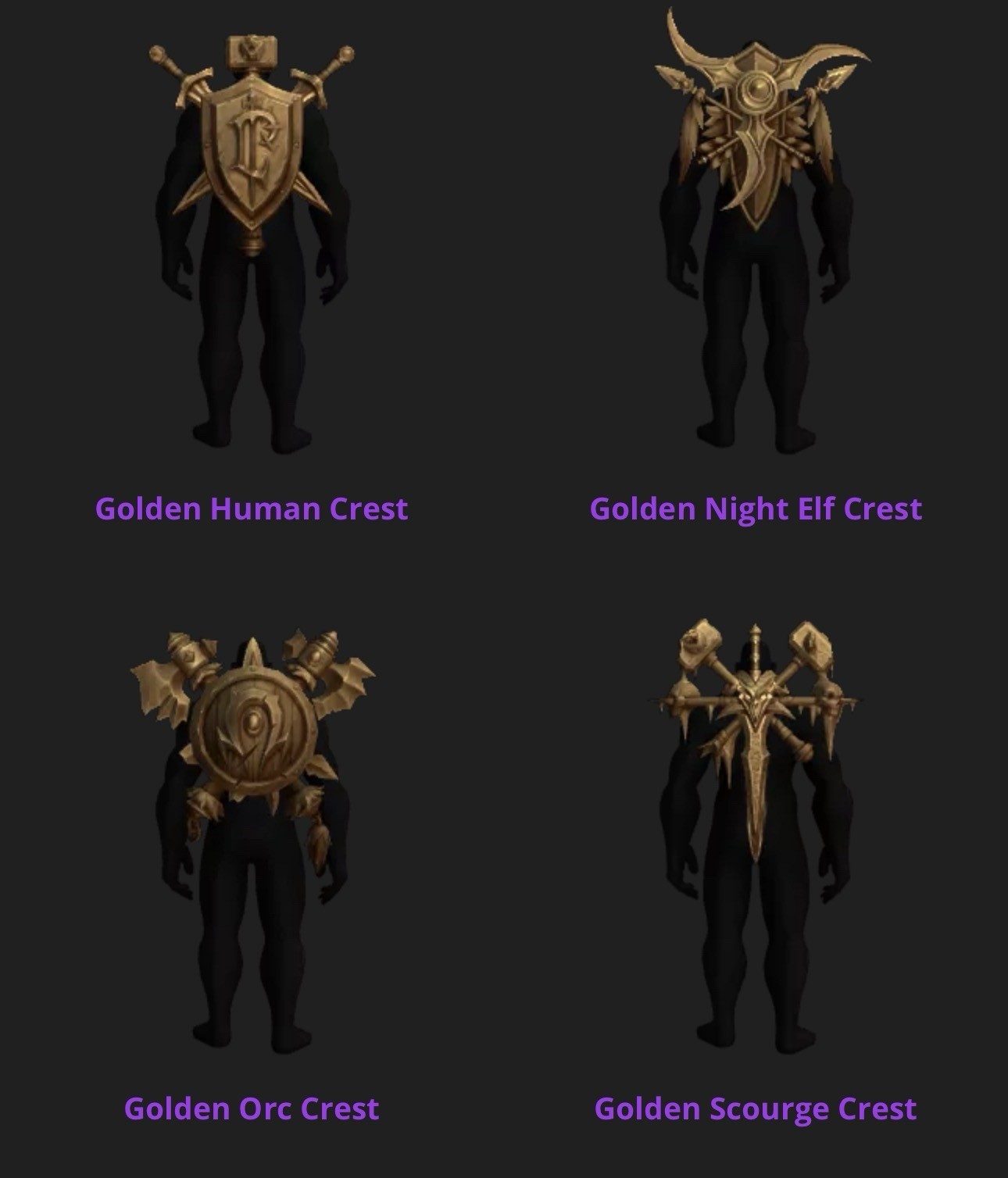 Warcraft WoW Arsenal Golden Crests of the Kingdom Transmog Set 30th Anniversary