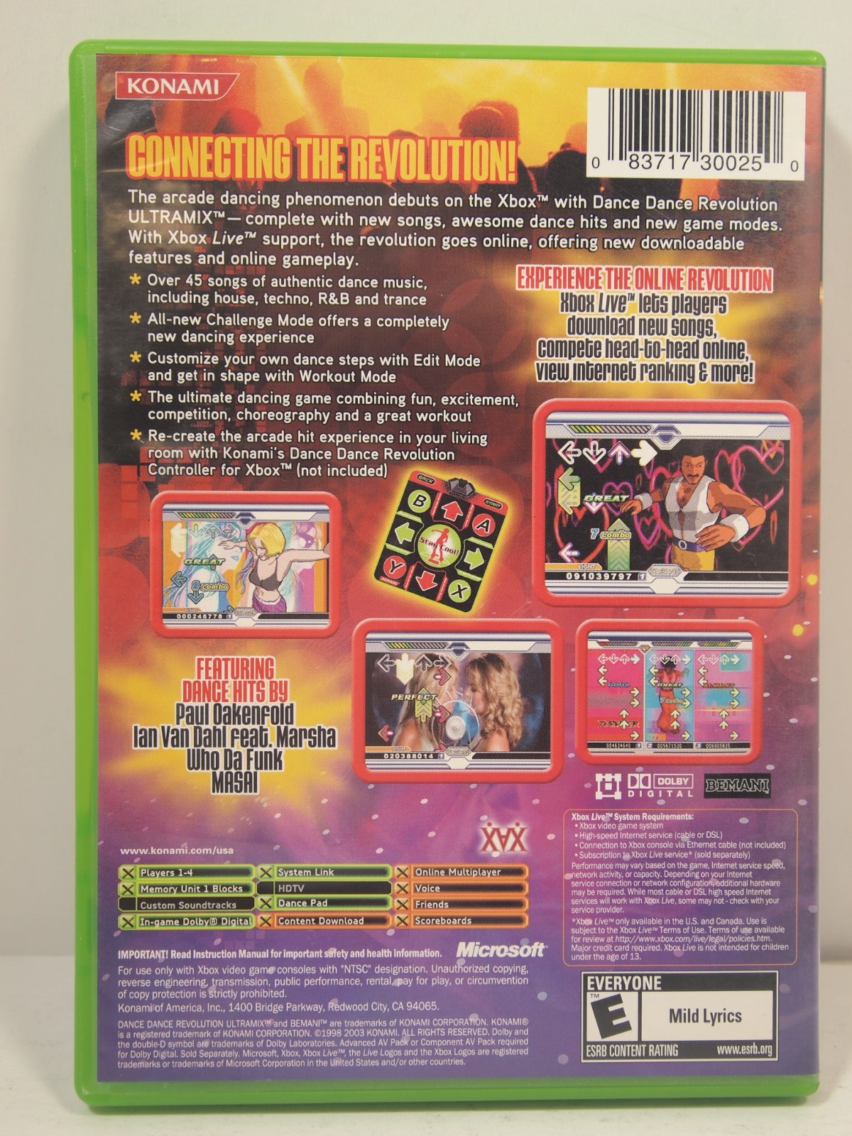 Konami Dance Dance Revolution DDR Ultramix Dance Pad Game Bundle for Xbox