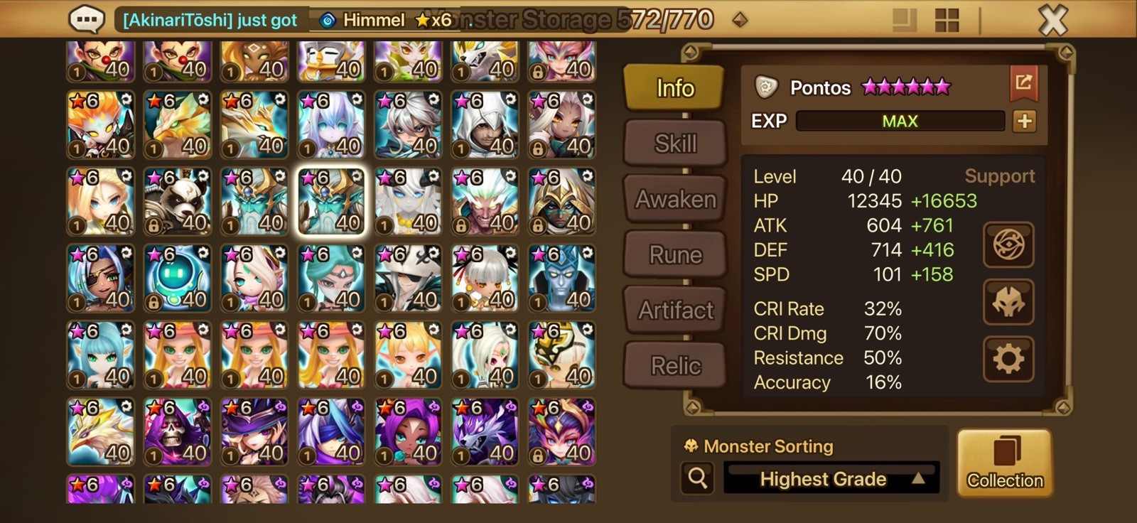 SUMMONERS WAR ENDGAME LD5X6 PONTOSX2 BIRGITTA, NARAHA, TIAN LANG, GROGEN