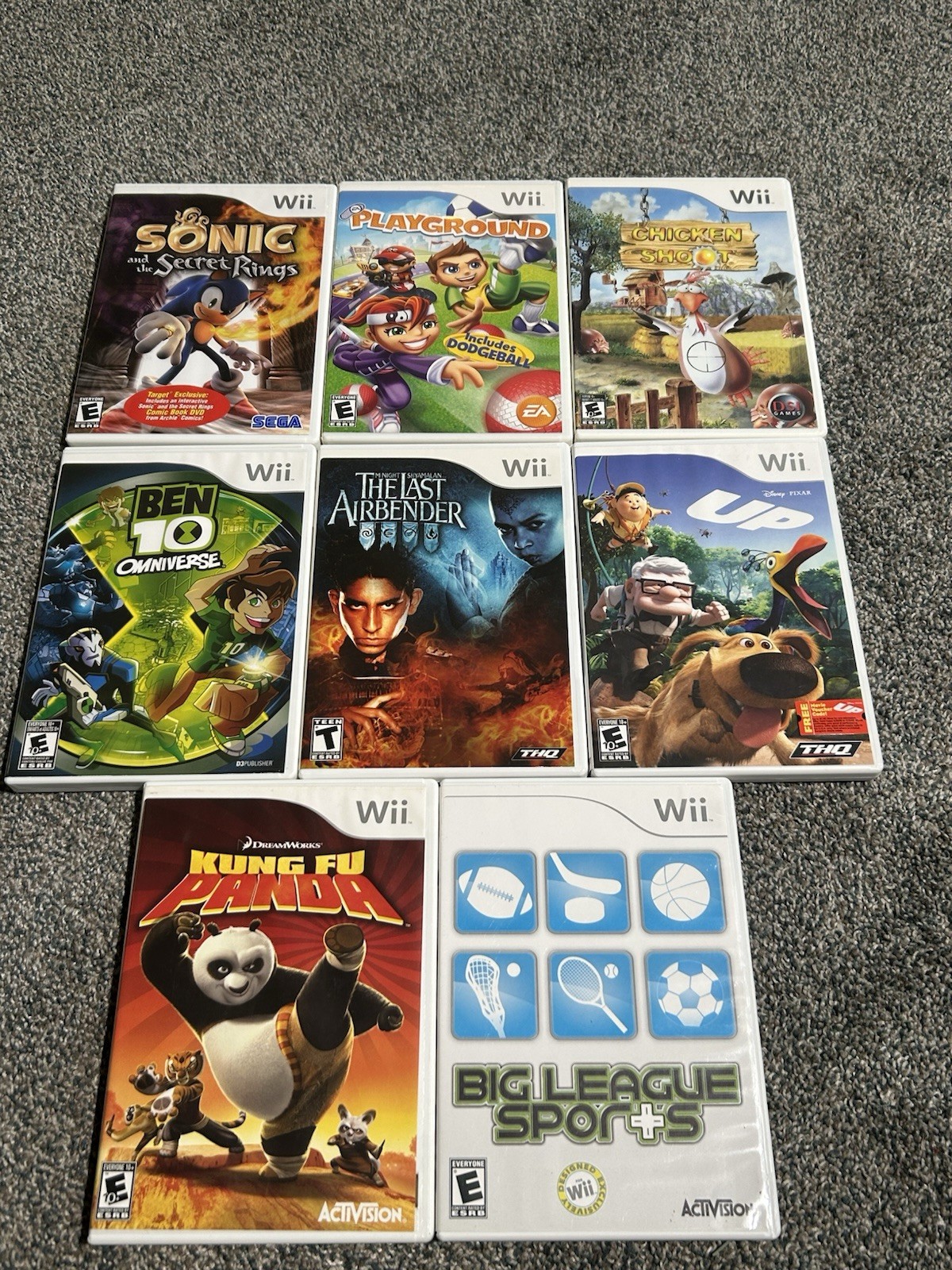 Mixed Lot Of 8 Nintendo Wii Games Sonic Airbender Sports Kung Fu Panda Ben 10