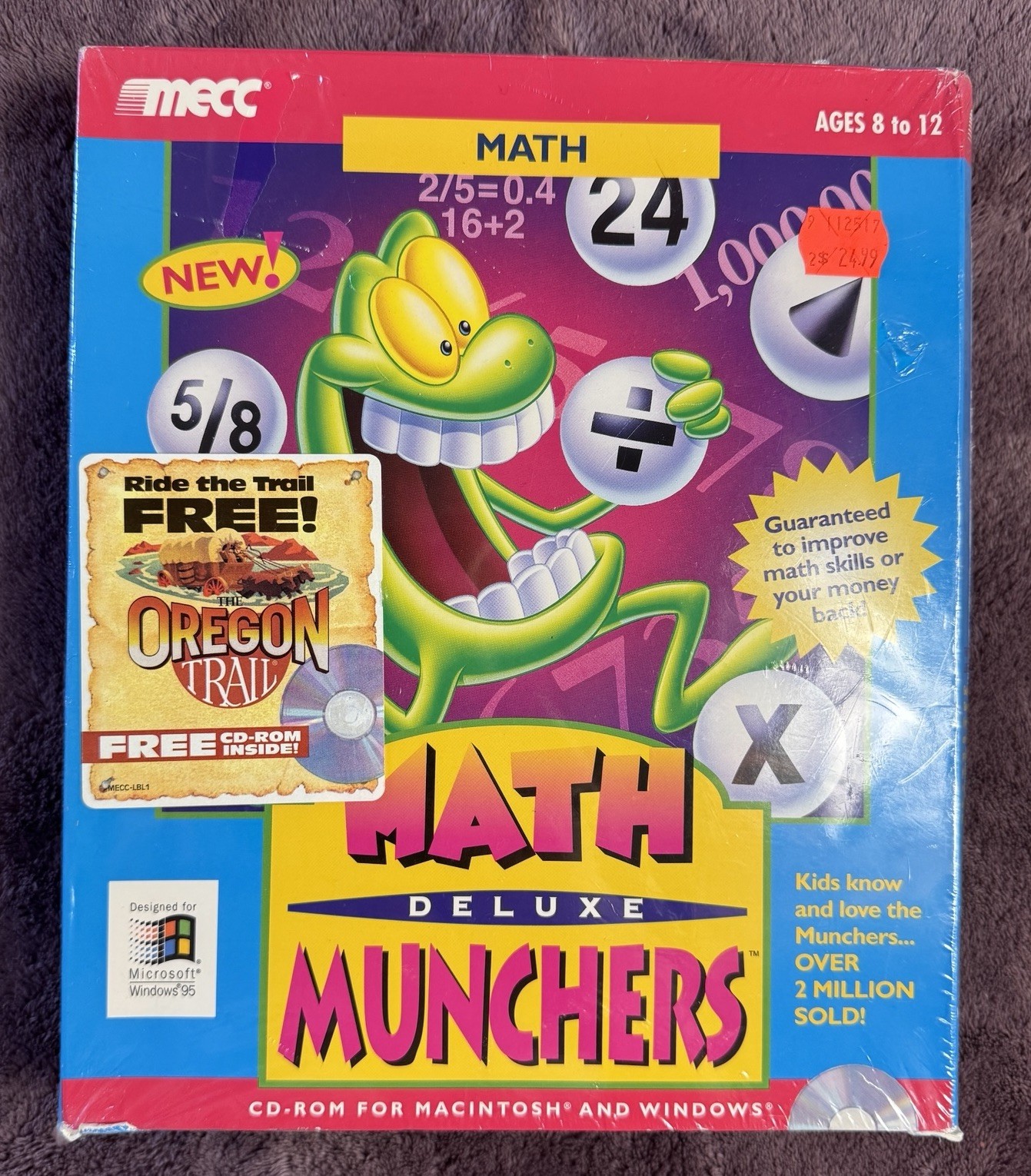 Math Munchers Deluxe (Windows/Mac, 1995) Sealed Includes Oregon Trail Disc