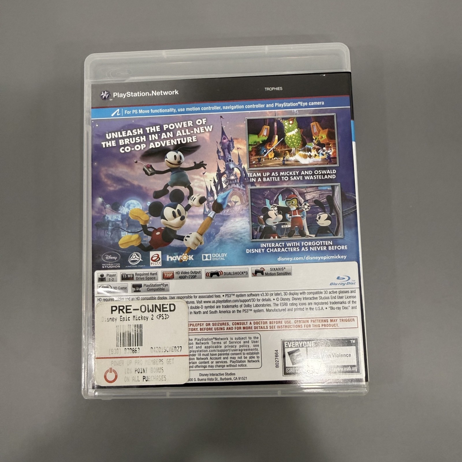 Epic Mickey 2: The Power of Two (Sony PlayStation 3, 2012) PS3 Tested & Working
