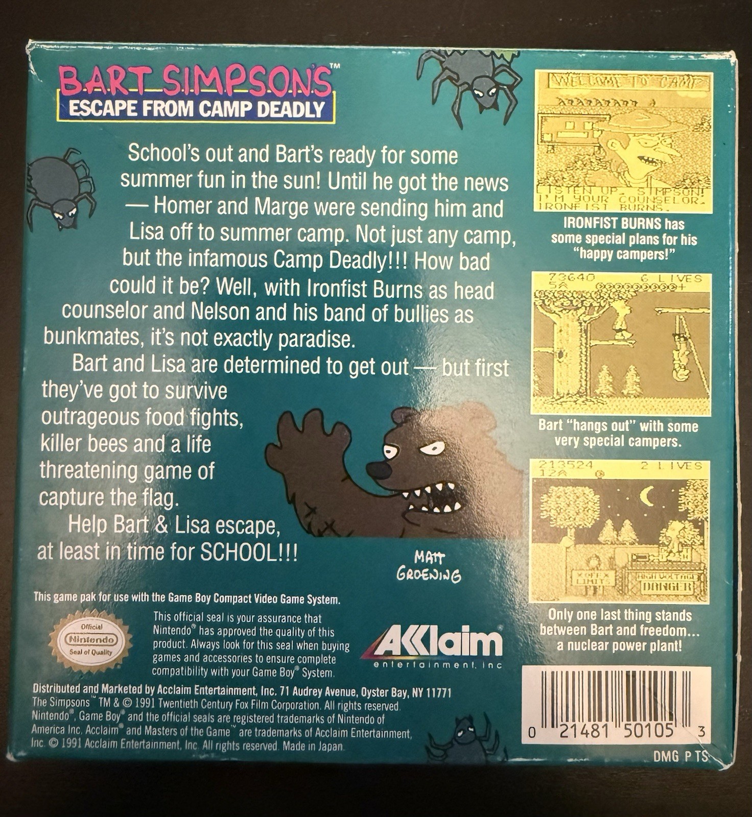 Krusty’s Fun House & Bart Simpson’s Escape from Camp Deadly – Game Boy – RARE!!!