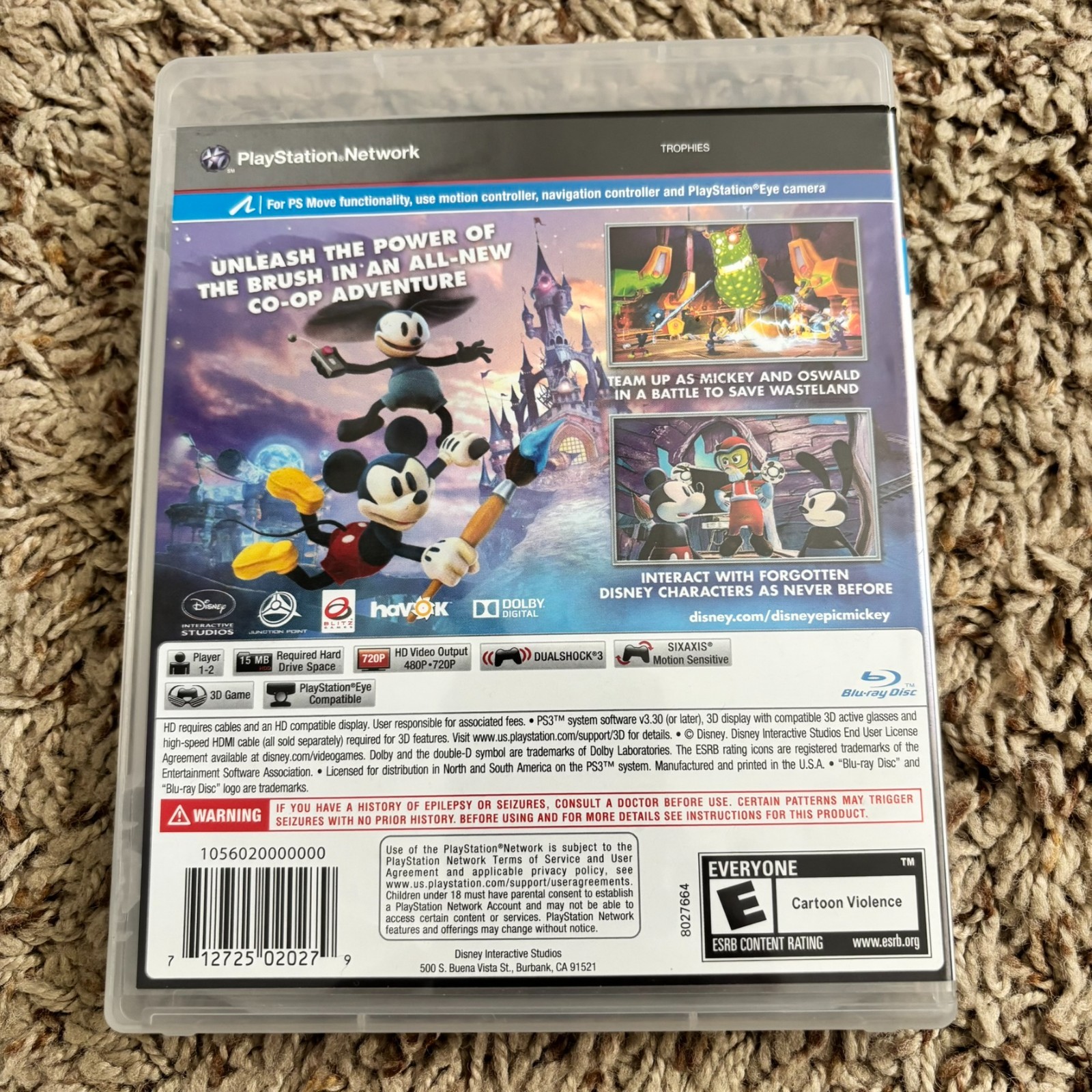 Disney Epic Mickey 2: The Power of Two Sony PS3 Video Game Complete CIB