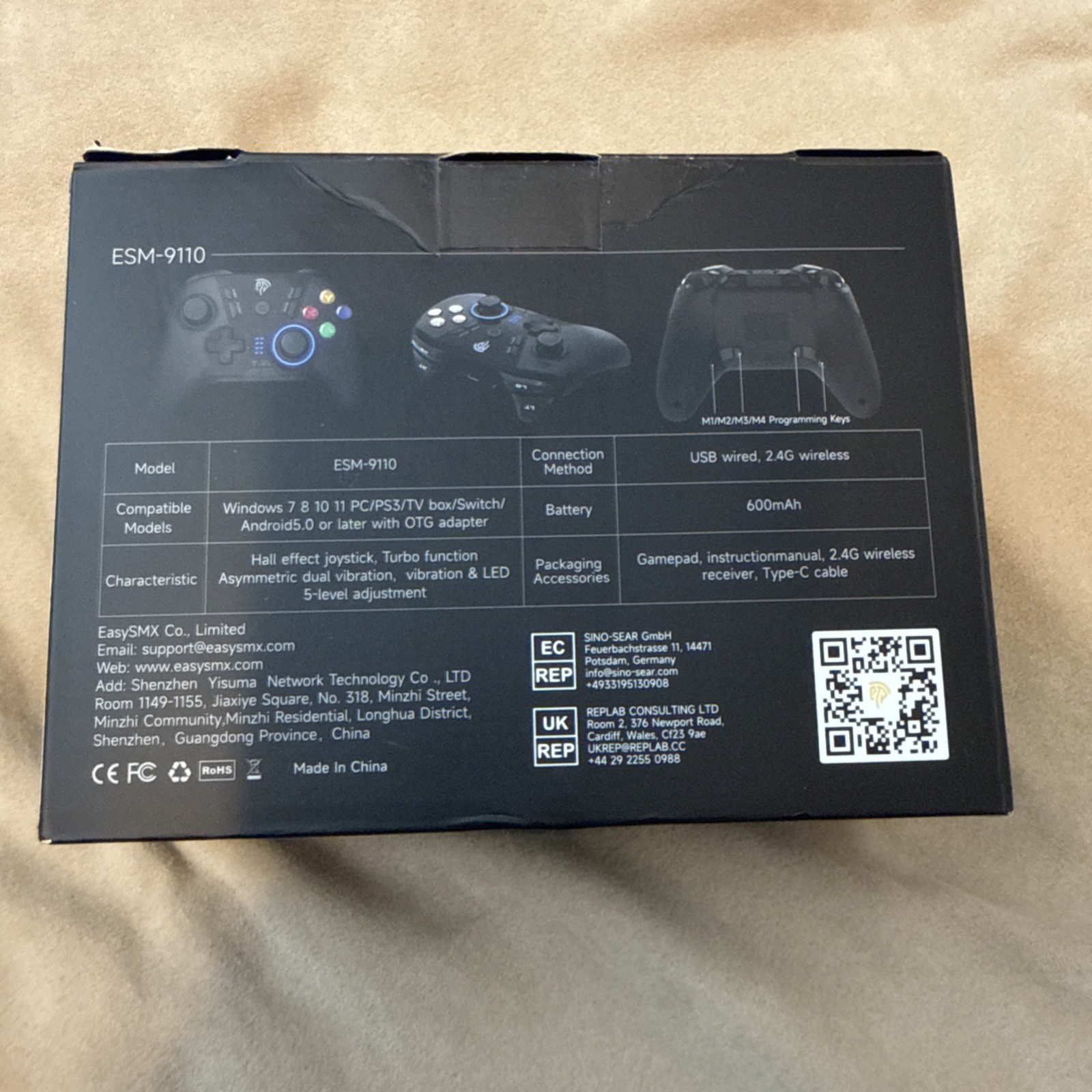 ESM-9110 SMX Wireless Gaming Controller for PC/PS3/Switch/Android Tested working