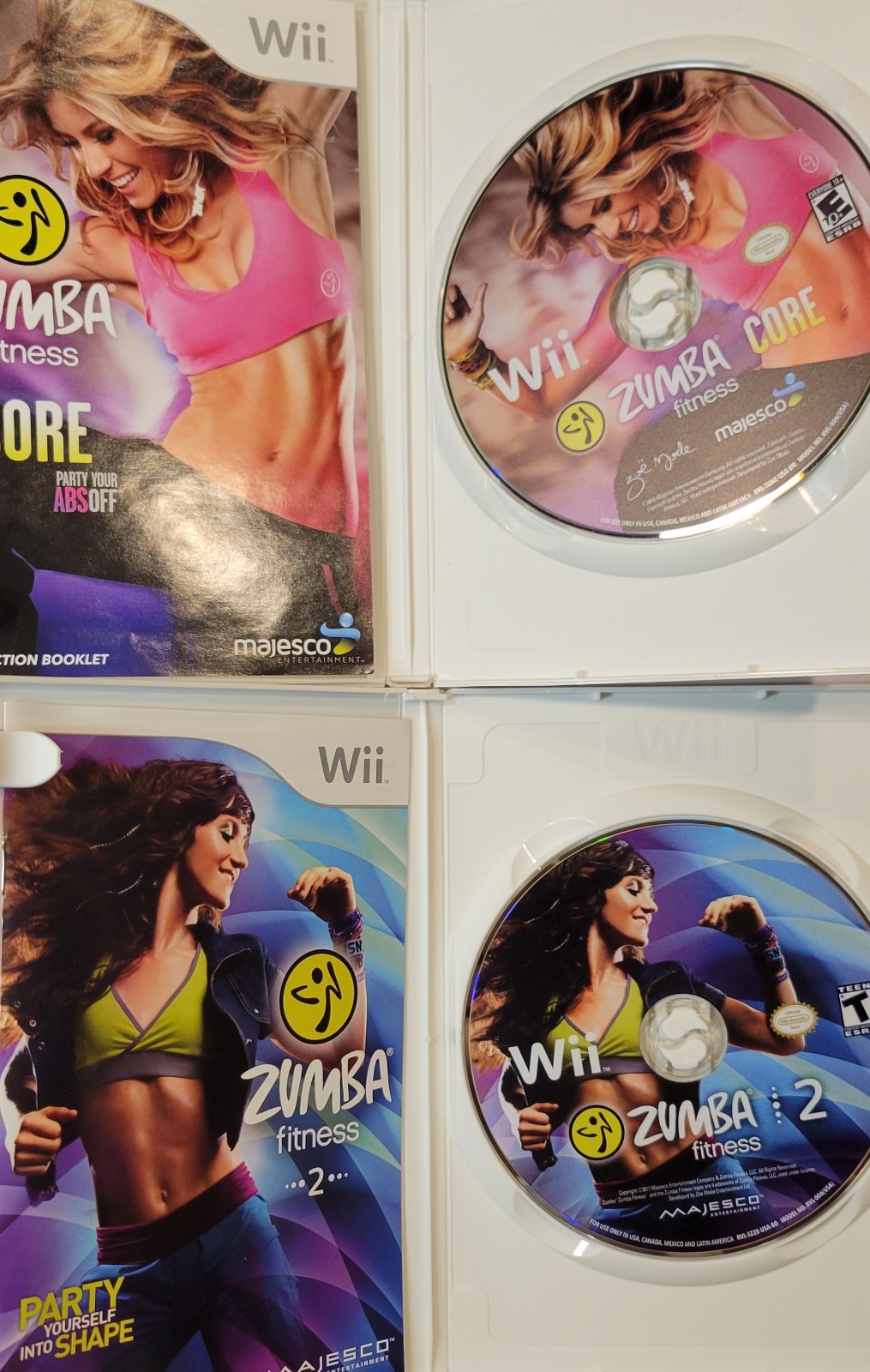 2011 Zumba Fitness 2 & 2012 Zumba Core Nintendo Wii Complete w/ Box CIB Game