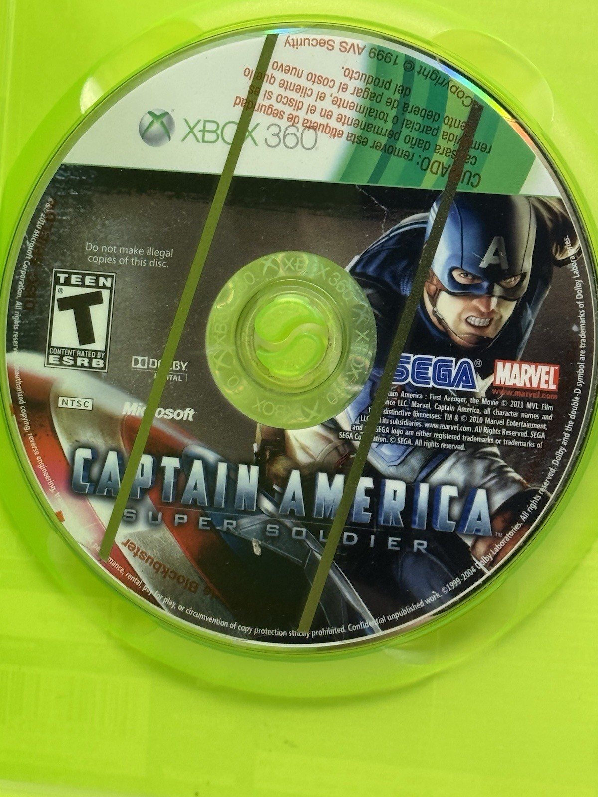 Captain America Super Soldier Microsoft Xbox 360 Game + Case Mint Disc Tested