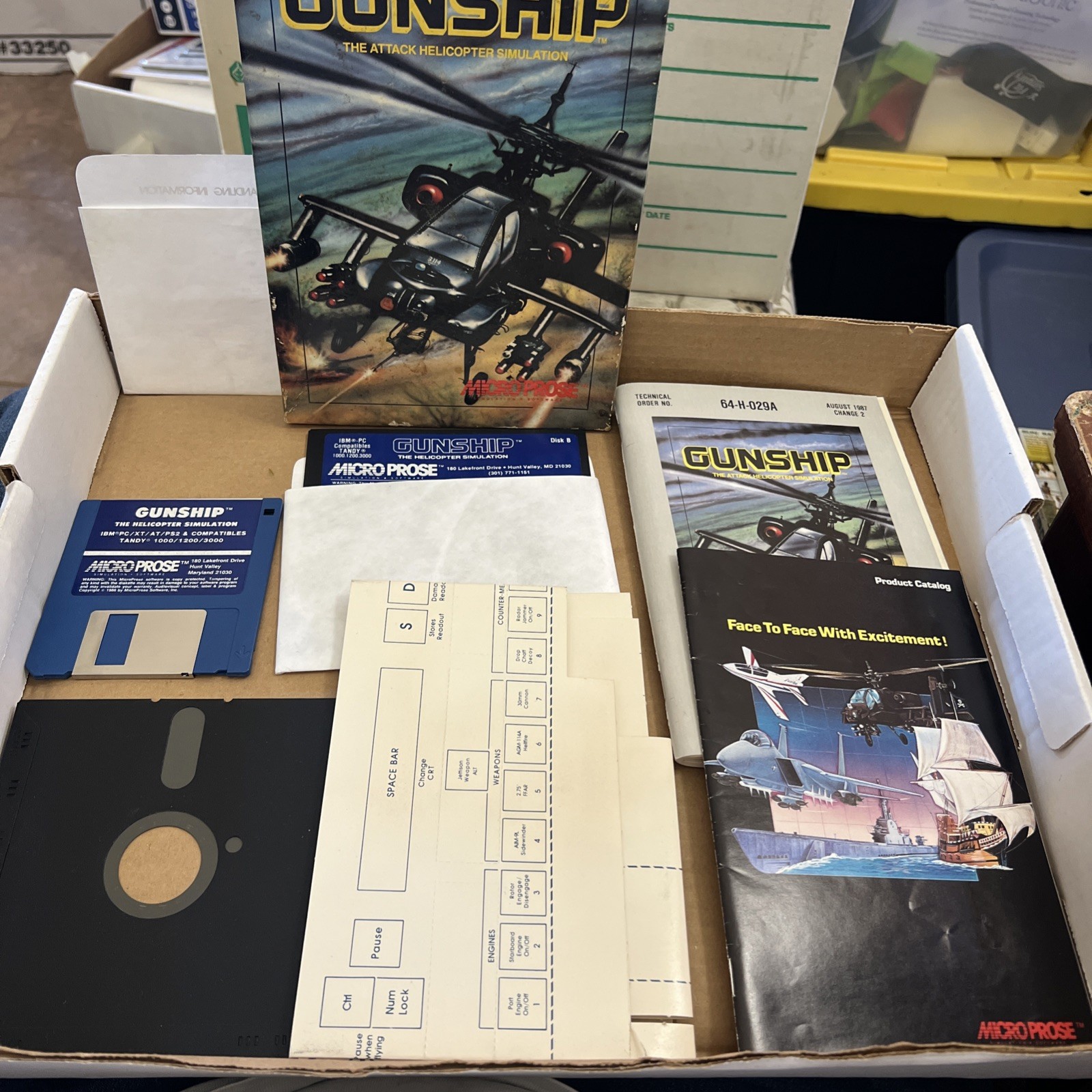 Gunship Microprose IBM PC/XT/AT Big Box – Complete in Box see photos