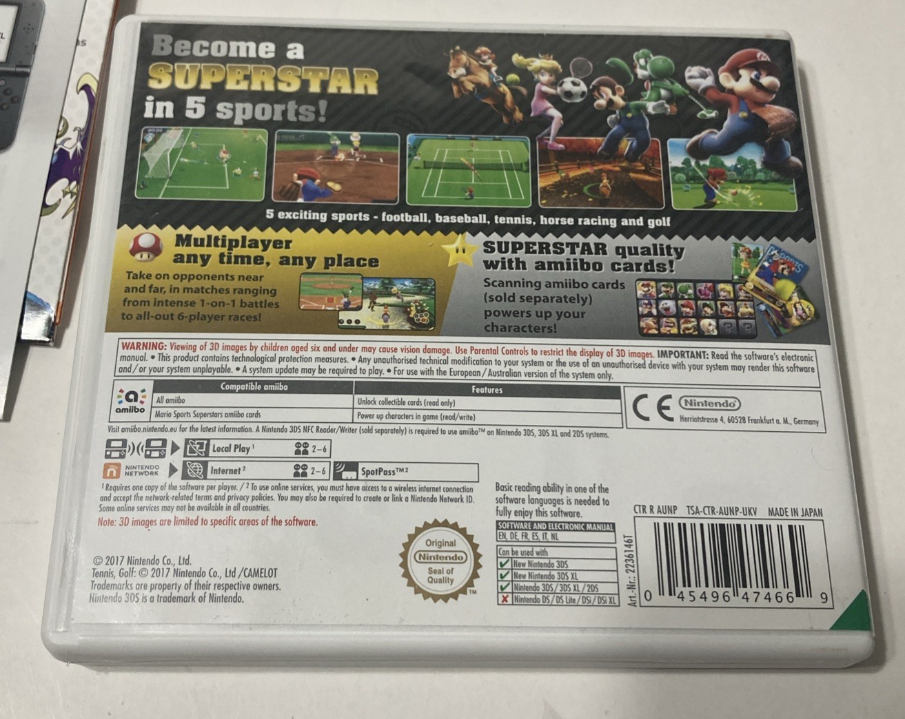 Mario Sports Superstars (Nintendo 3DS, 2017) With Manul