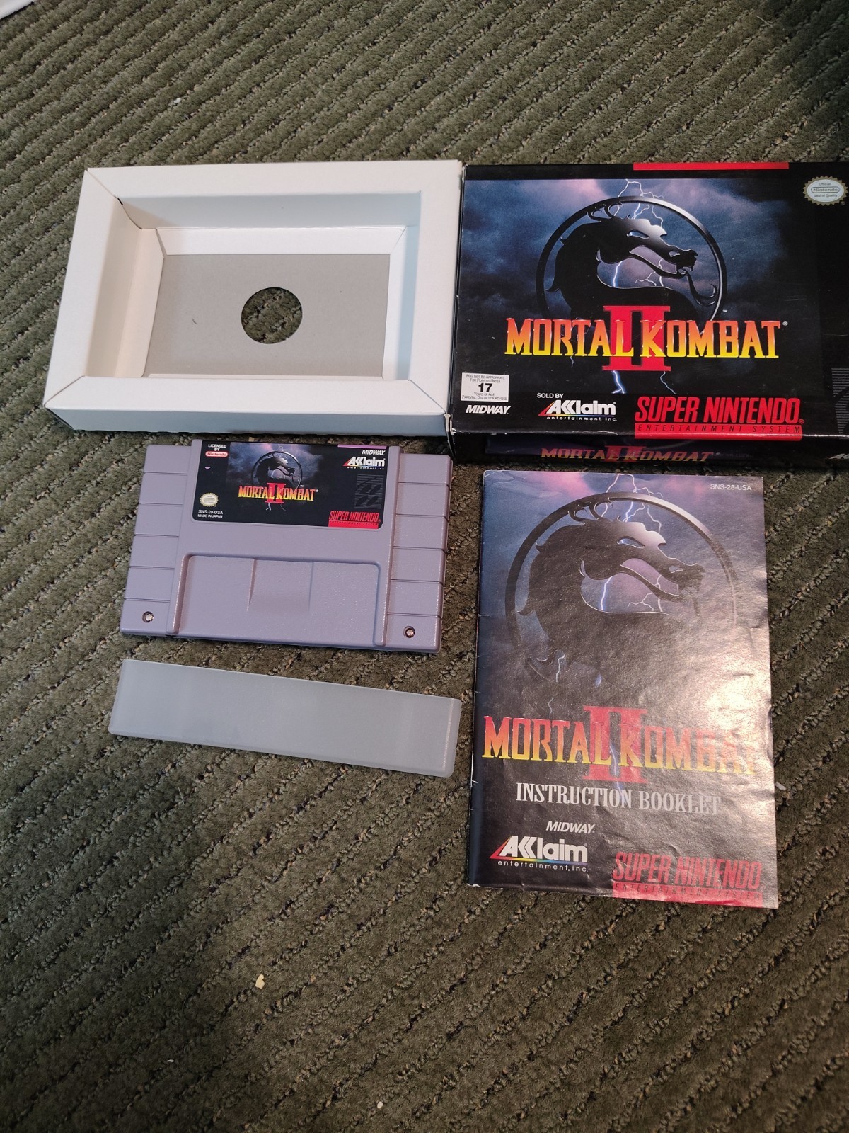 MORTAL KOMBAT II 2 FOR SUPER NINTENDO SNES IN BOX WITH INSTRUCTIONS