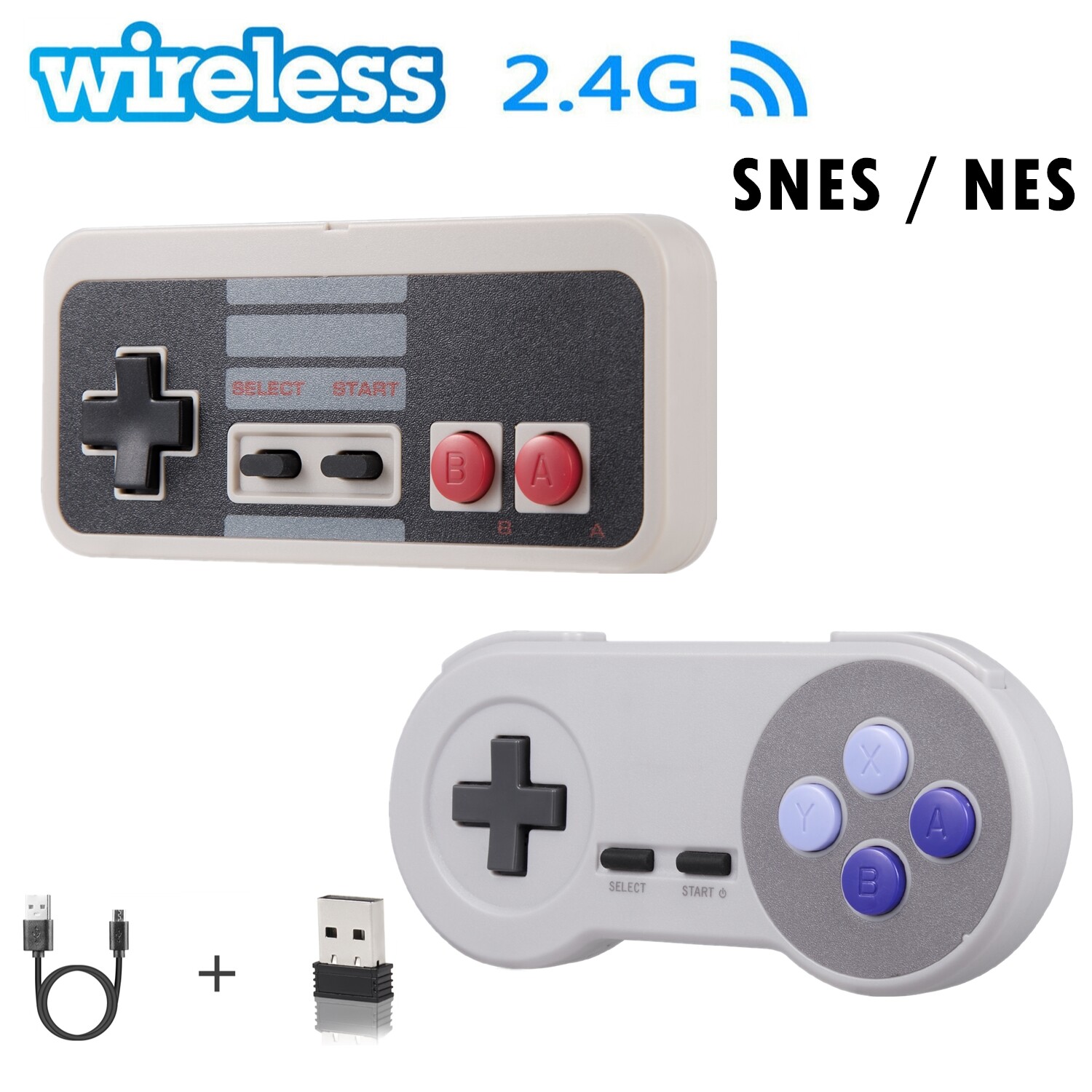 2.4G Wireless SNES / NES Controller Gamepad &USB For PC MAC Windows Raspberry Pi
