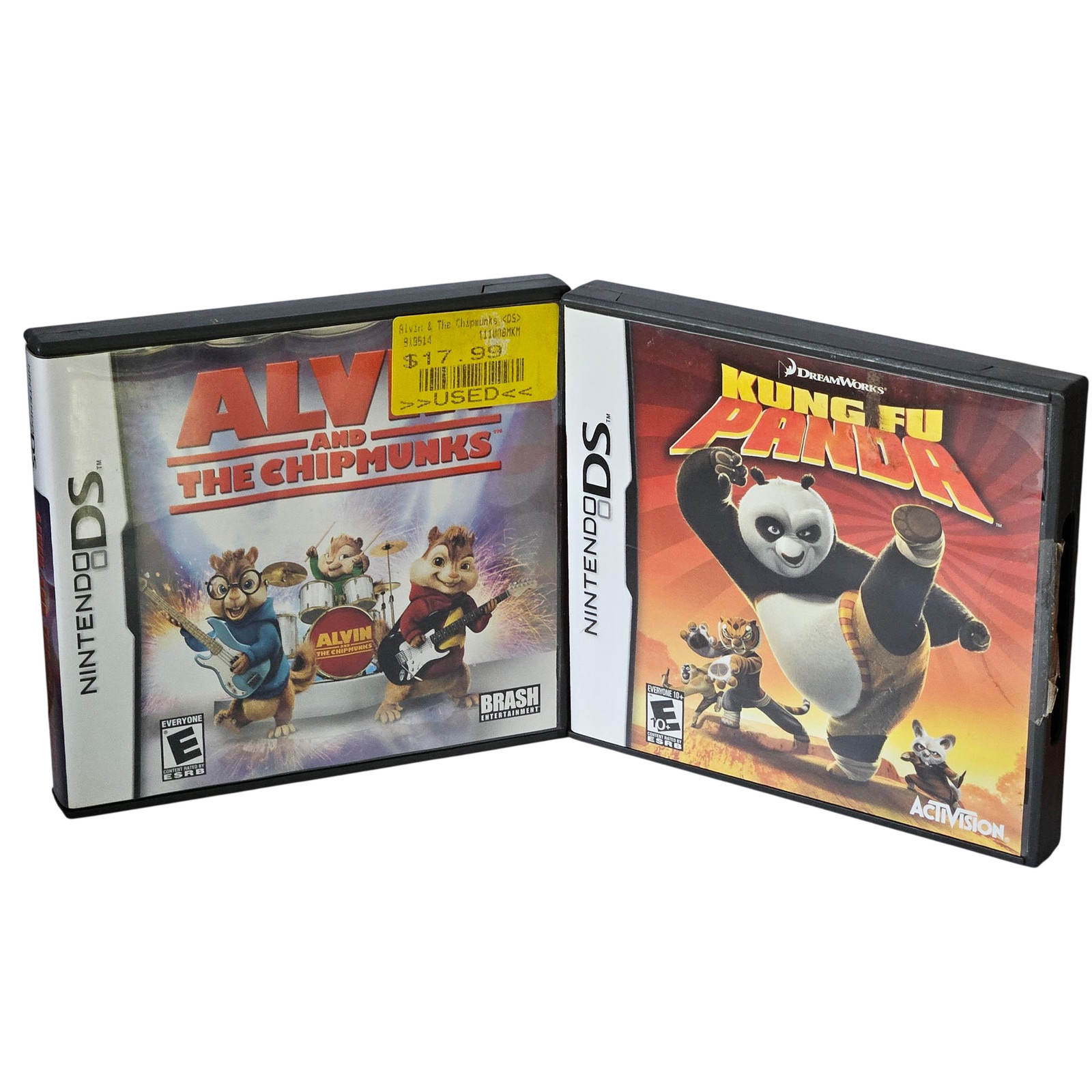 Nintendo DS Alvin and The Chipmunks Kung Fu Panda Lot of 2 Cartridges Manuals
