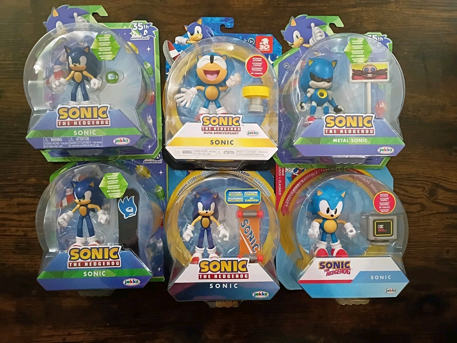 6-PK SONIC the HEDGEHOG 4″ Lot Classic Modern Snowboard Metal 35th 30th Jakks