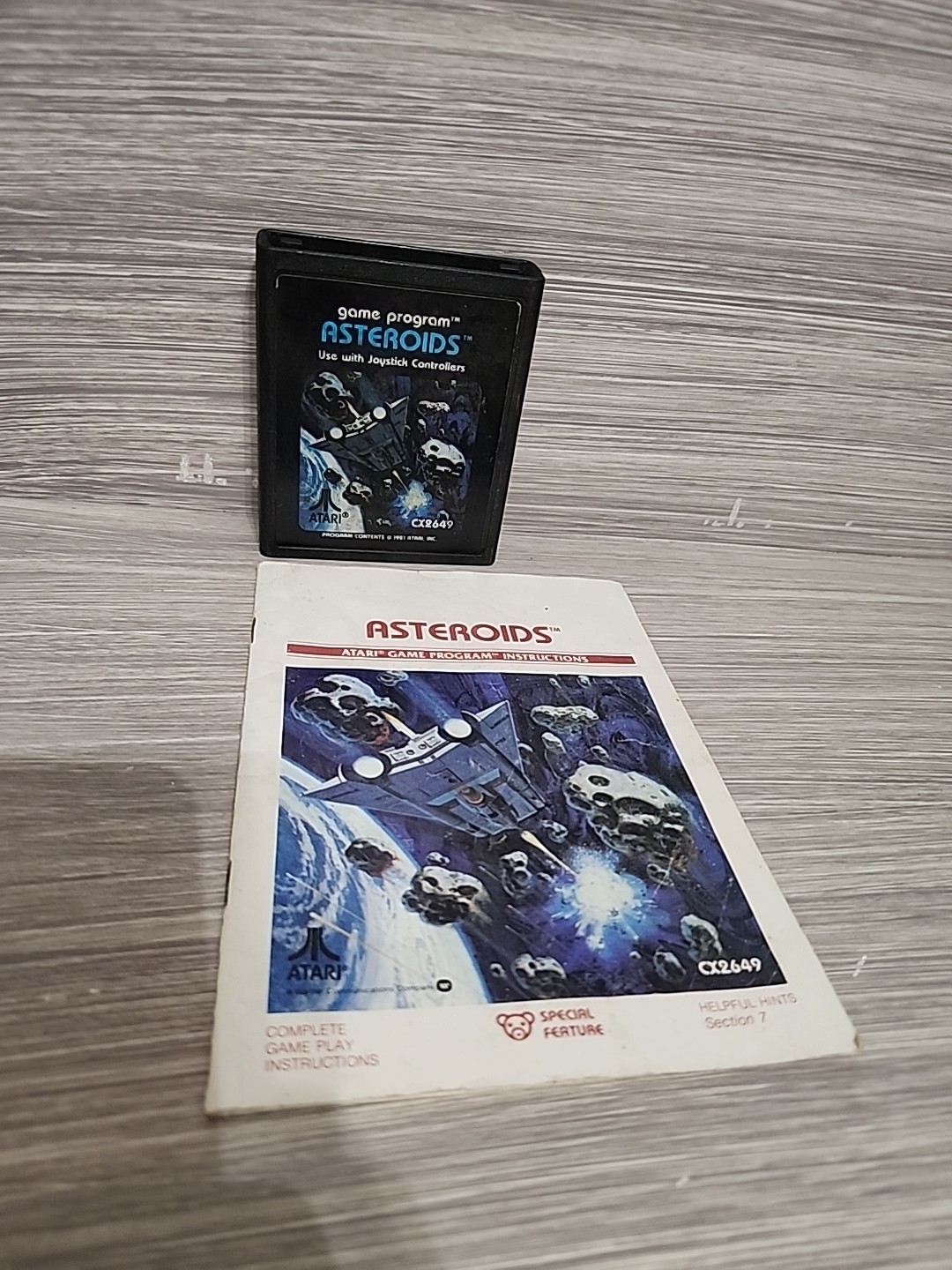 Asteroids (Atari 2600, 1981) W/Manual CX2649 Retro Video Game