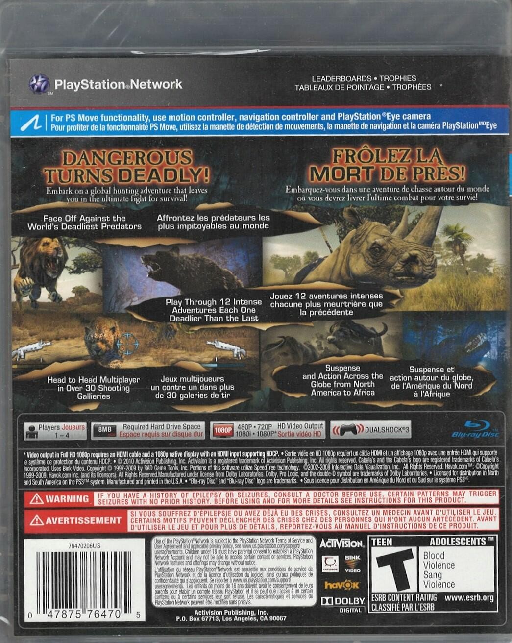 Cabela”s Dangerous Hunts 2011 PS3 (Brand New Factory Sealed US Version) Playsta