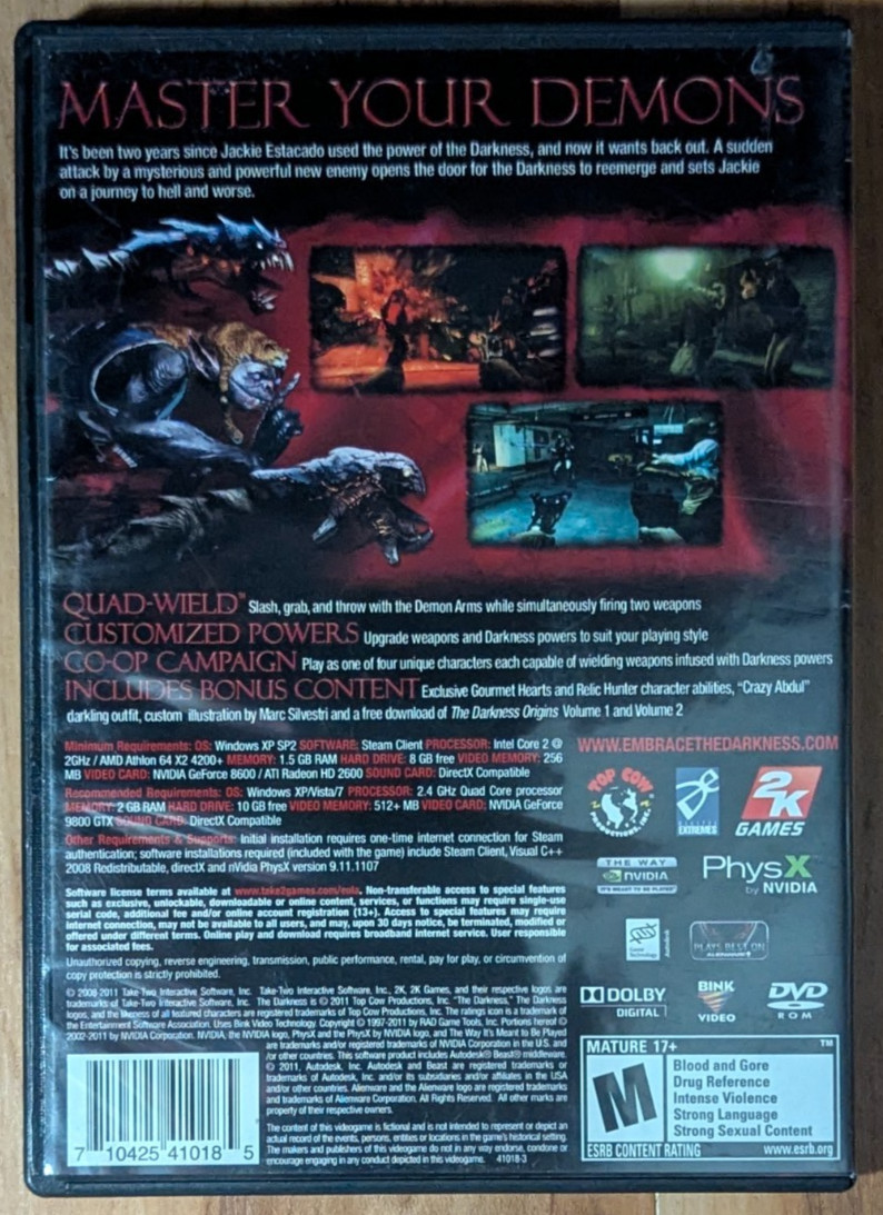 The Darkness II Limited Edition – Complete – PC CD-ROM Video Games 2K Horror