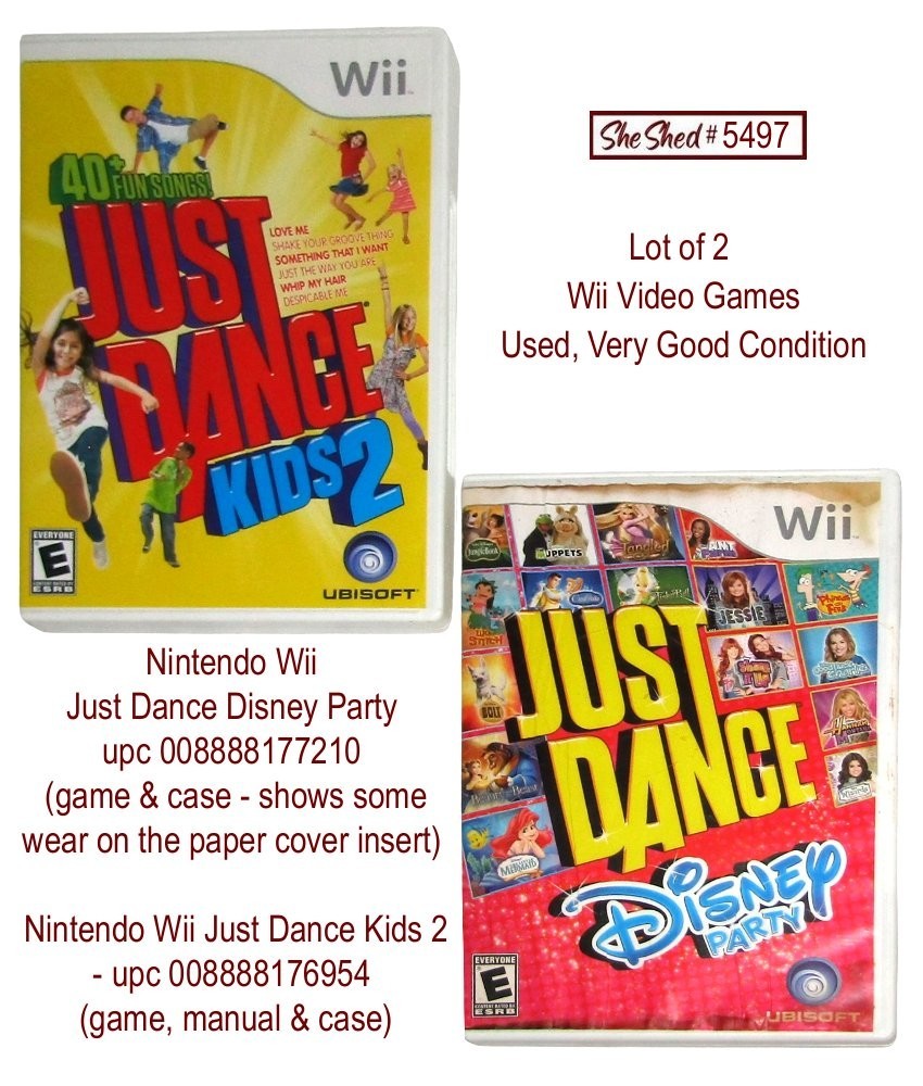 Nintendo Wii Games Lot of 2 Just Dance Kids 2 & Disney Party Complete VGC