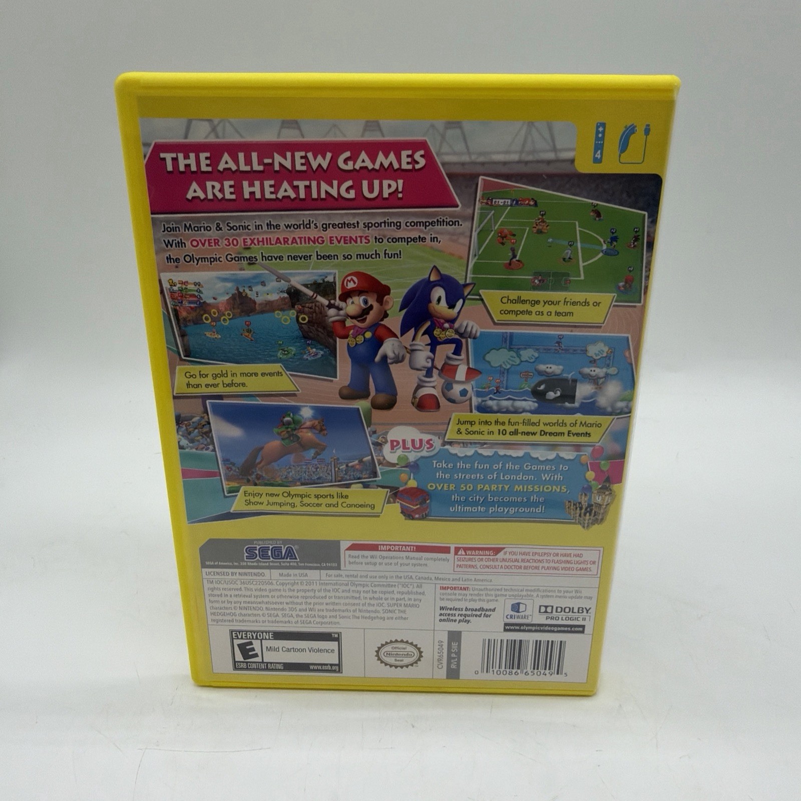 SEGA Mario & Sonic London 2012 Olympic Games Nintendo Wii w/ Case & Manual