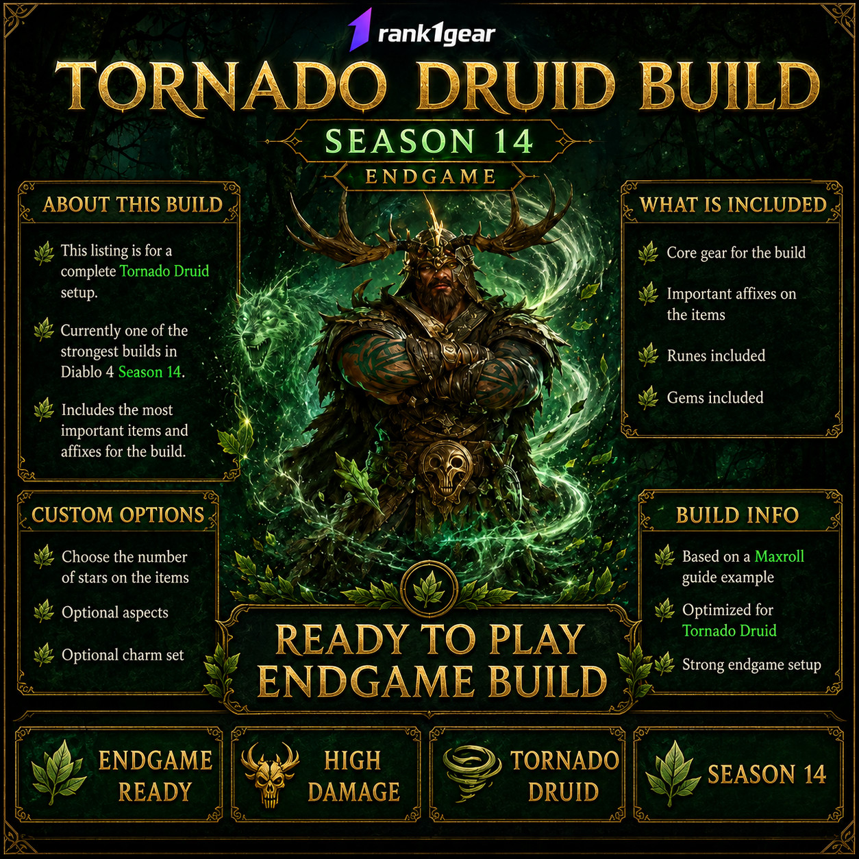 Diablo 4⚔️ Season 14⚔️Tornado Druid Build Endgame⚔️BEST BUILD ⚔️S+ TIER ⚔️