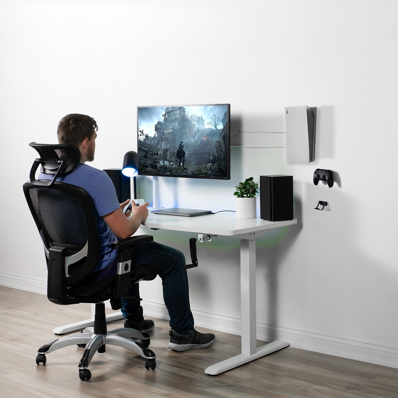 VIVO Black Steel Wall Mount Designed for PS5 Console, 2 Controller Mounts