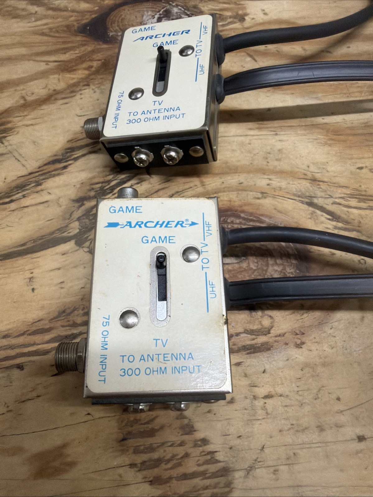 Set of 2 Vintage Computer Atari Game to TV Antenna Switch Adapter VHF – READ!!