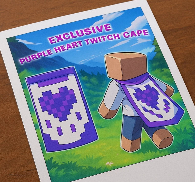 Minecraft : Purple Heart Cape -Java & Bedrock [GLOBAL CODE]