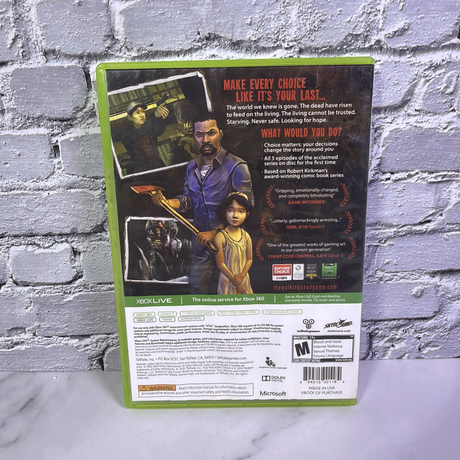 The Walking Dead: A Telltale Games Series (Microsoft Xbox 360, 2012) CIB Tested