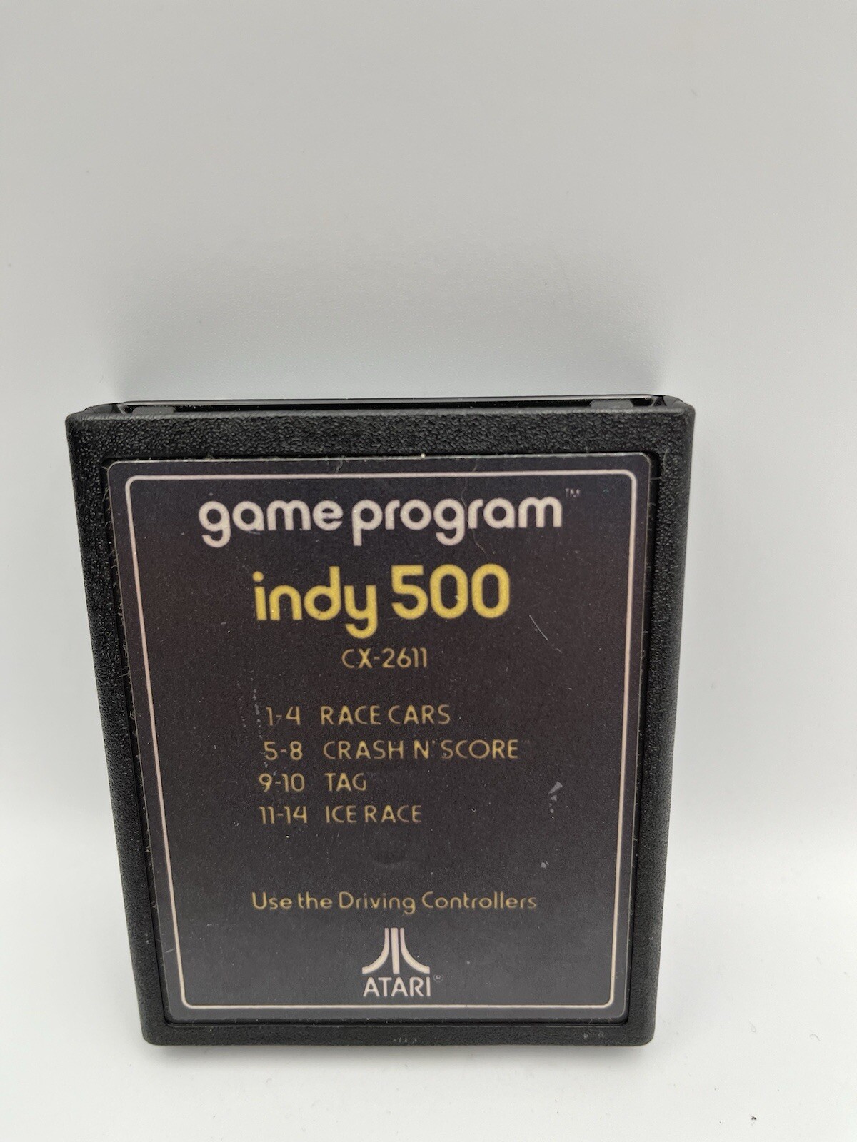 Atari 2600 Indy 500 Game Cartridge Text Label Gold Tested Vintage 1977