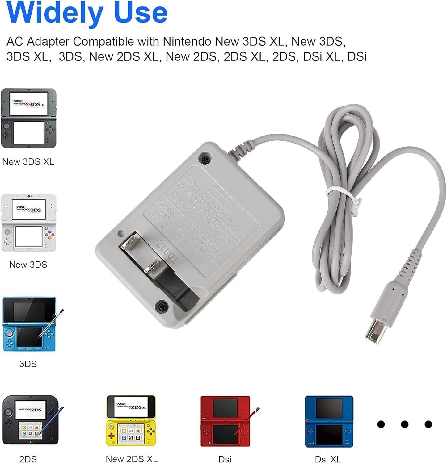 For Nintendo DSi/ 2DS/ 3DS/ DSi XL AC Adapter Home Wall Charger Cable Power Plug