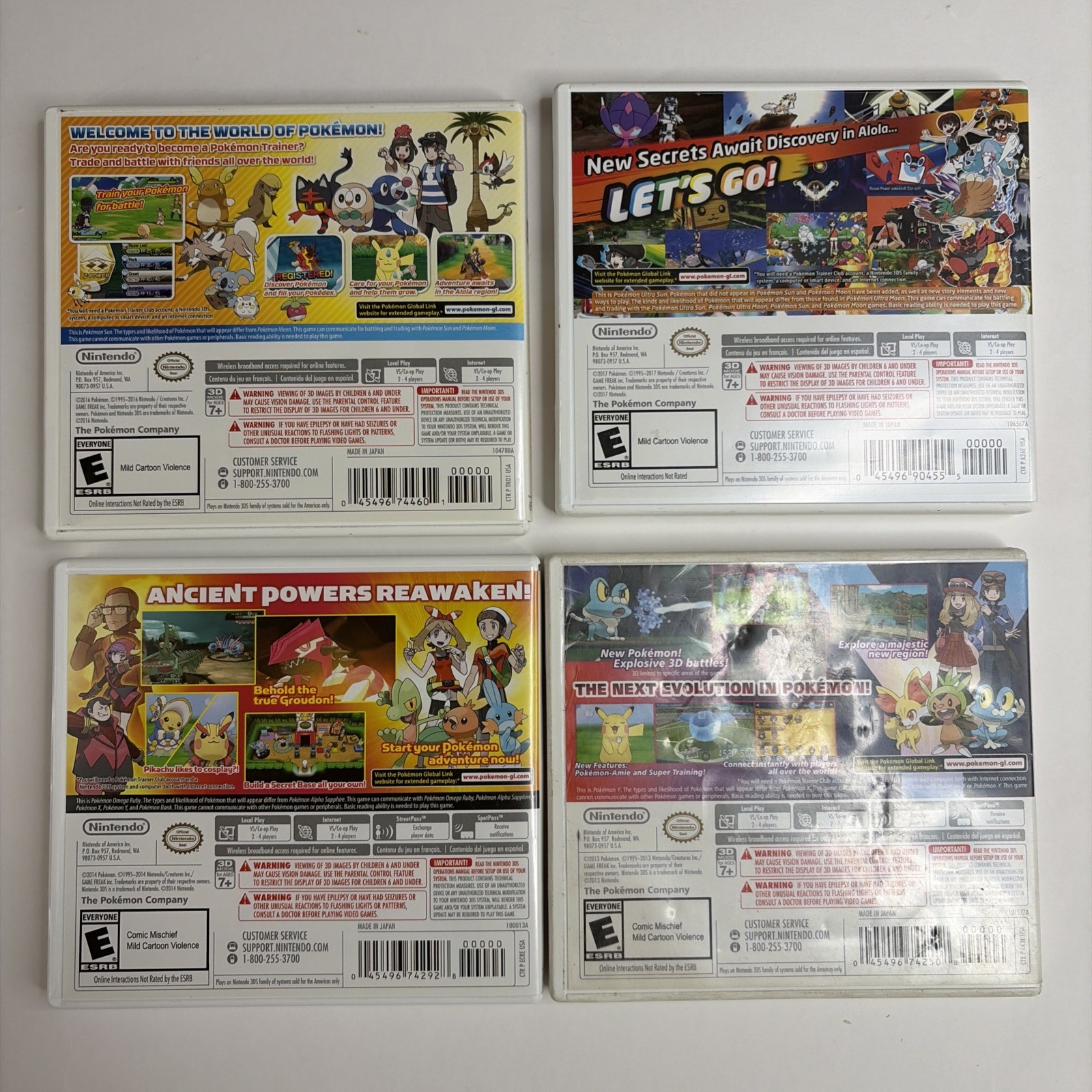 Pokemon Ultra Sun Y Omega Ruby Nintendo 3DS 4 Game In Box Bundle Authentic