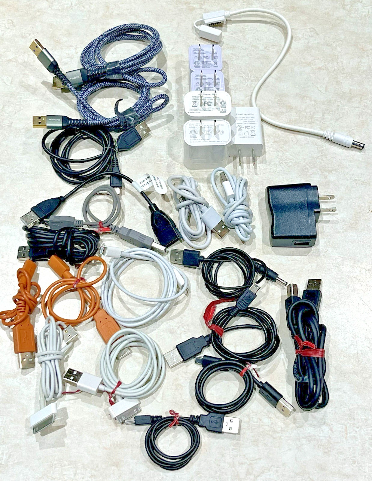 Wall Charger and USB – Various Cable Lot/24 Items as Shown RoH8 Intertek ++