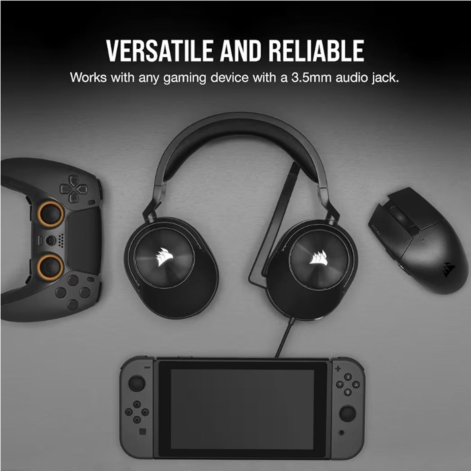 Corsair HS55 Stereo Wired Gaming Headset 3.5mm PC PS5 Xbox Switch Black New