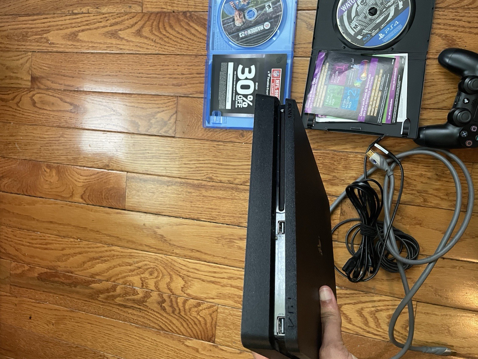 Sony PlayStation 4 Slim 500GB Black Console with Original Controllers and Games