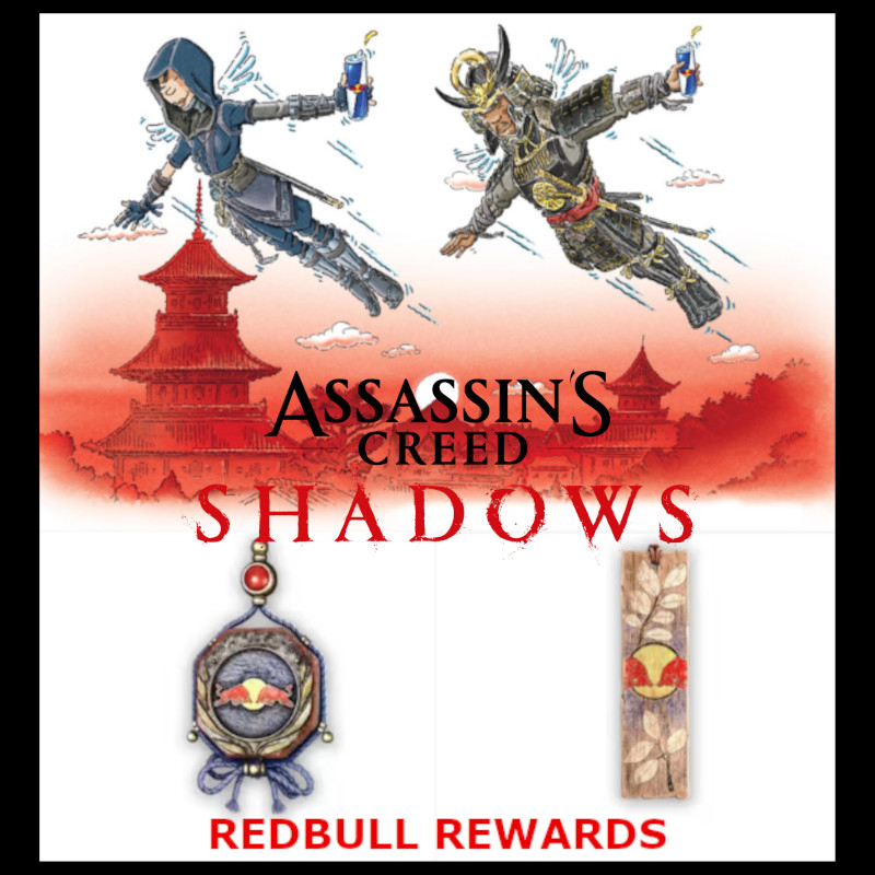 Assassins Creed Shadows RedBull – MEDALLION TRINKET + PLAQUE RED BULL 🌎 CODE