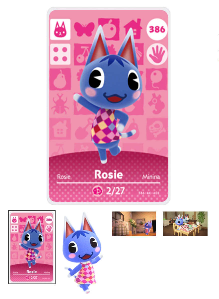 Rosie #386: Animal Crossing Amiibo Nintendo MINI card – QUICK SHIPPING