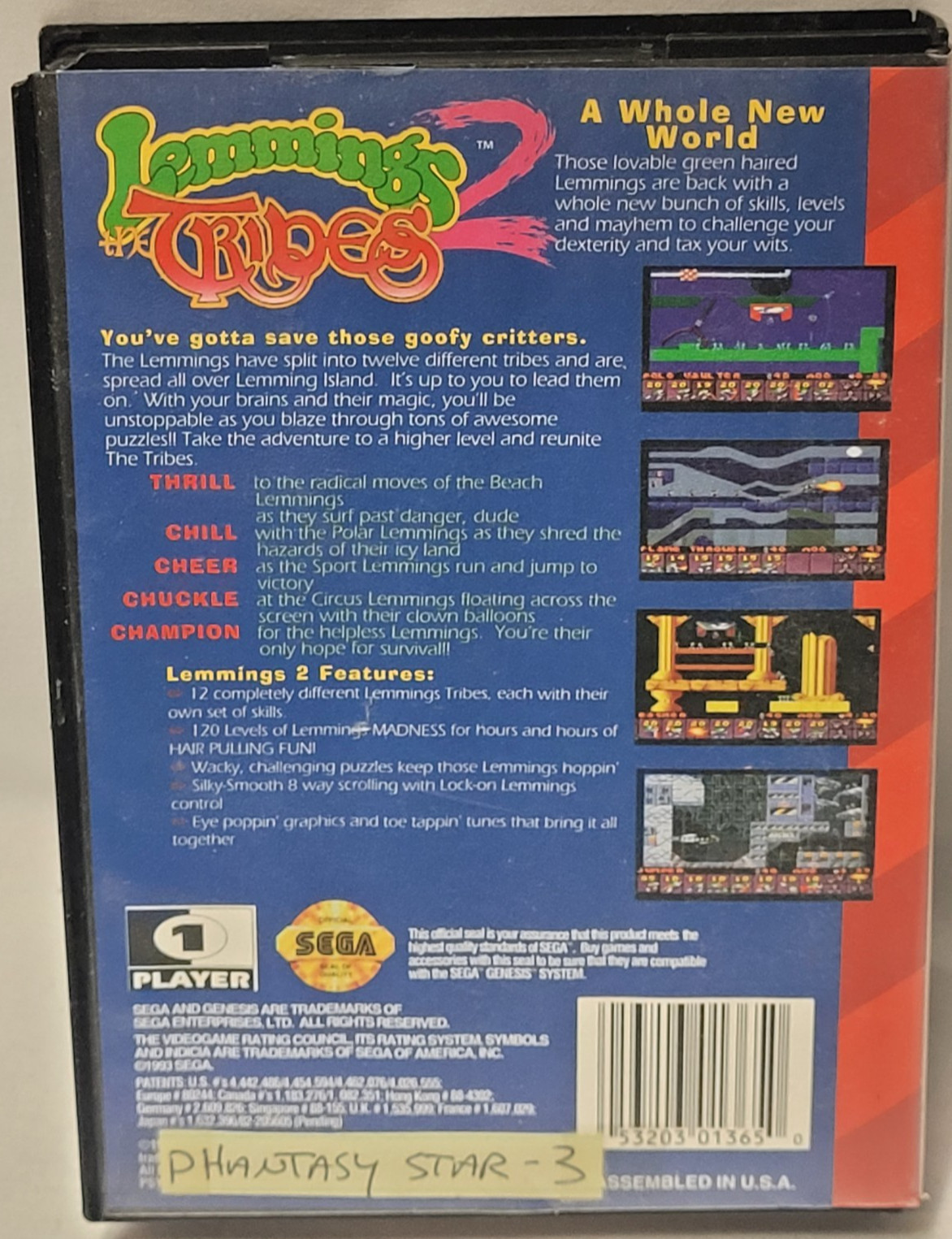 Lemmings 2: Tribes (Sega Genesis) Complete W/manual- Tested