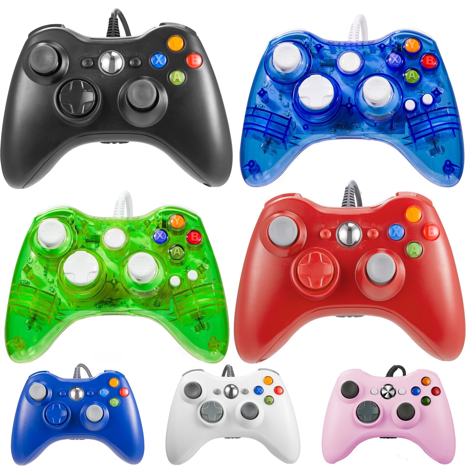 Wired USB Controllers For Microsoft Xbox 360/ Xbox 360 Slim/ Windows 7 8 10 PC