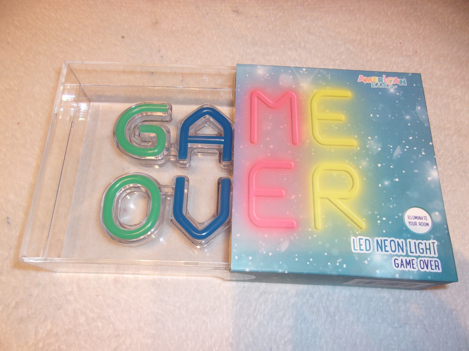 “GAME OVER” LED Neon Light / Clear Translucent Box USB Powered 9″x 5″x 1.8″ New
