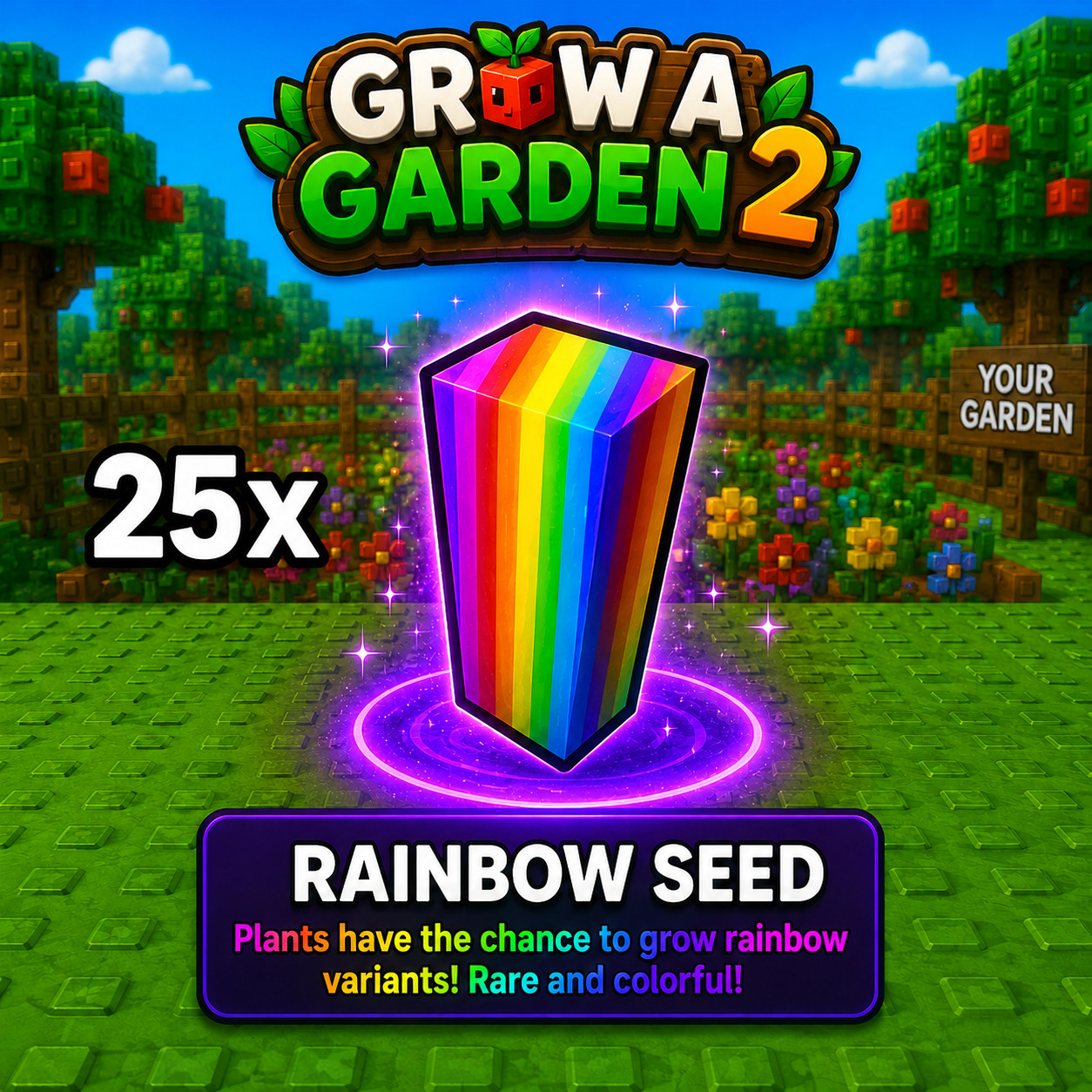 🪴Grow a Garden 2 Rainbow Seeds Fast & Quick 25X RAINBOW SEEDS!