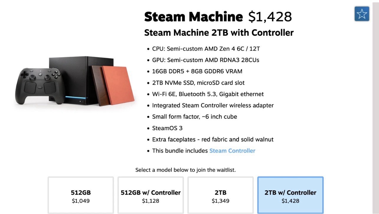 Steam Machine 2TB Console (2TB) ORDER CONFIRMED