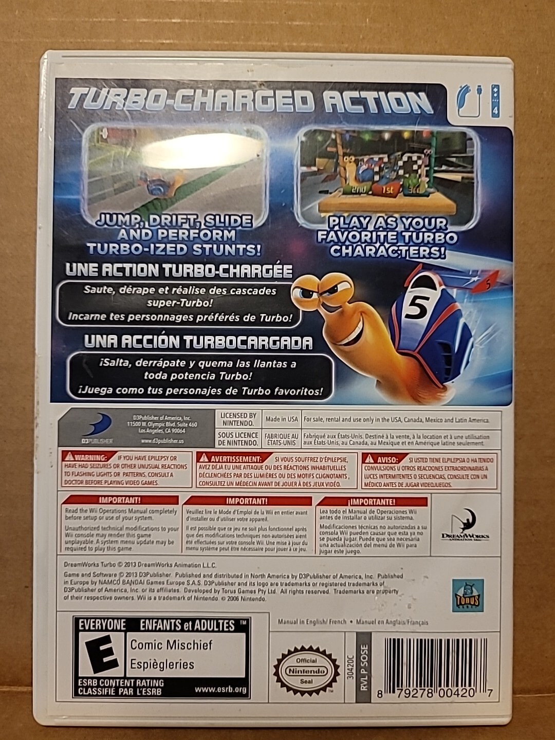 TURBO SUPER STUNT SQUAD – D3 Publisher – Nintendo Wii Game – Used – CIB – TESTED