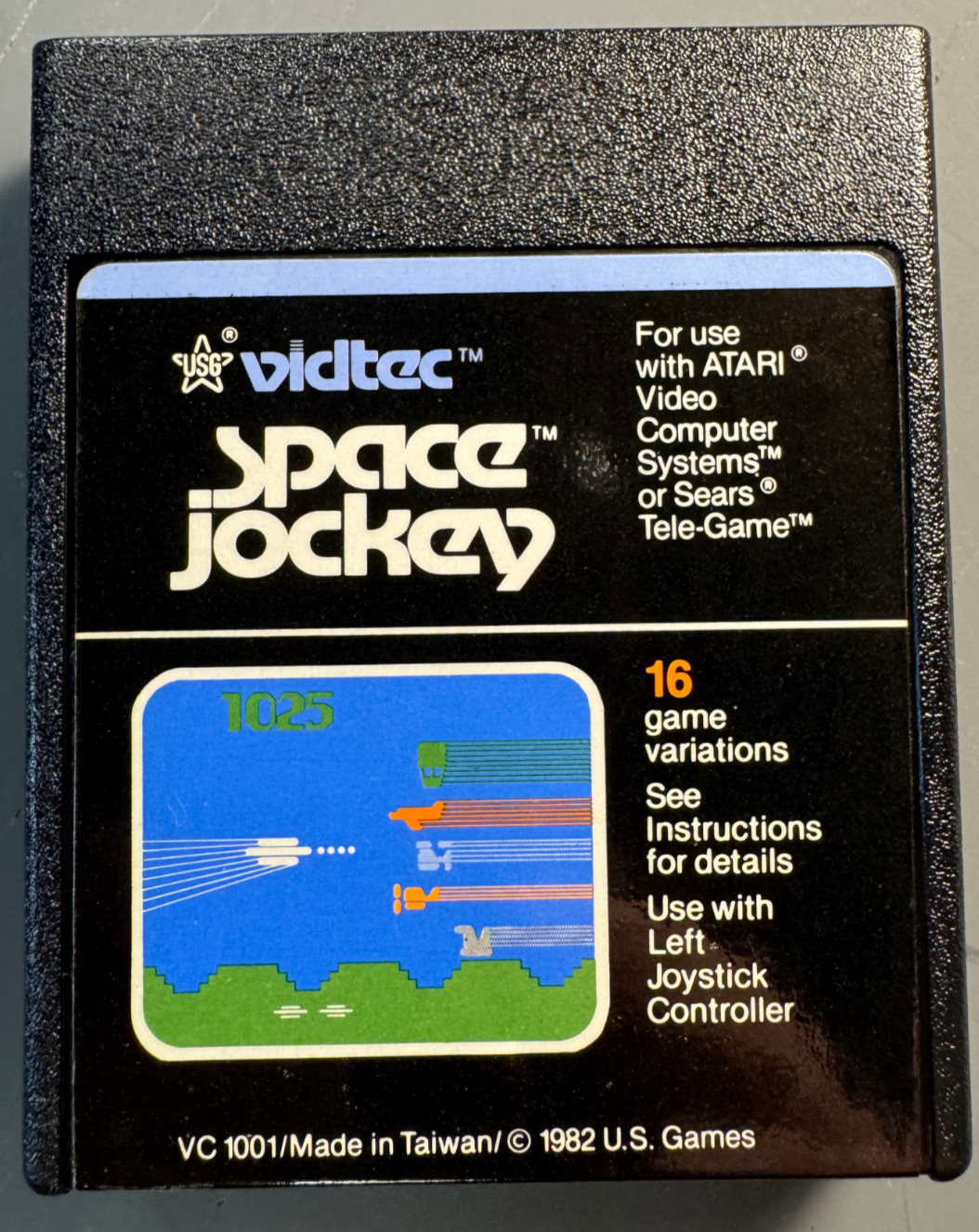 (VG) Space Jockey Atari 2600 Cartridge 1982 U.S. Games Vidtec Tested Working