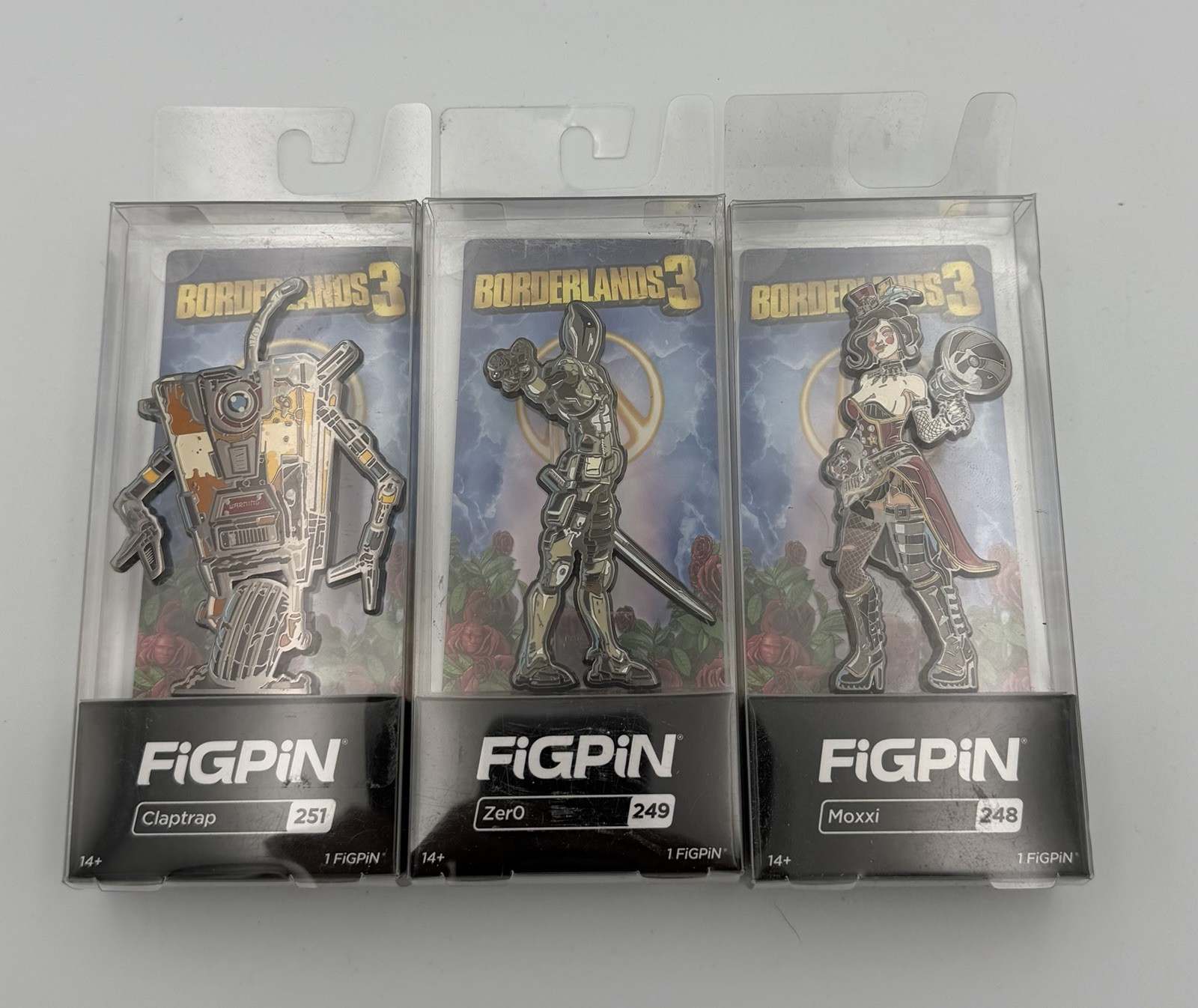 FIGPIN Borderlands 3 Lot Of 3 Moxxi Zero Claptrap Enamel Pins READ DESCRIPTION
